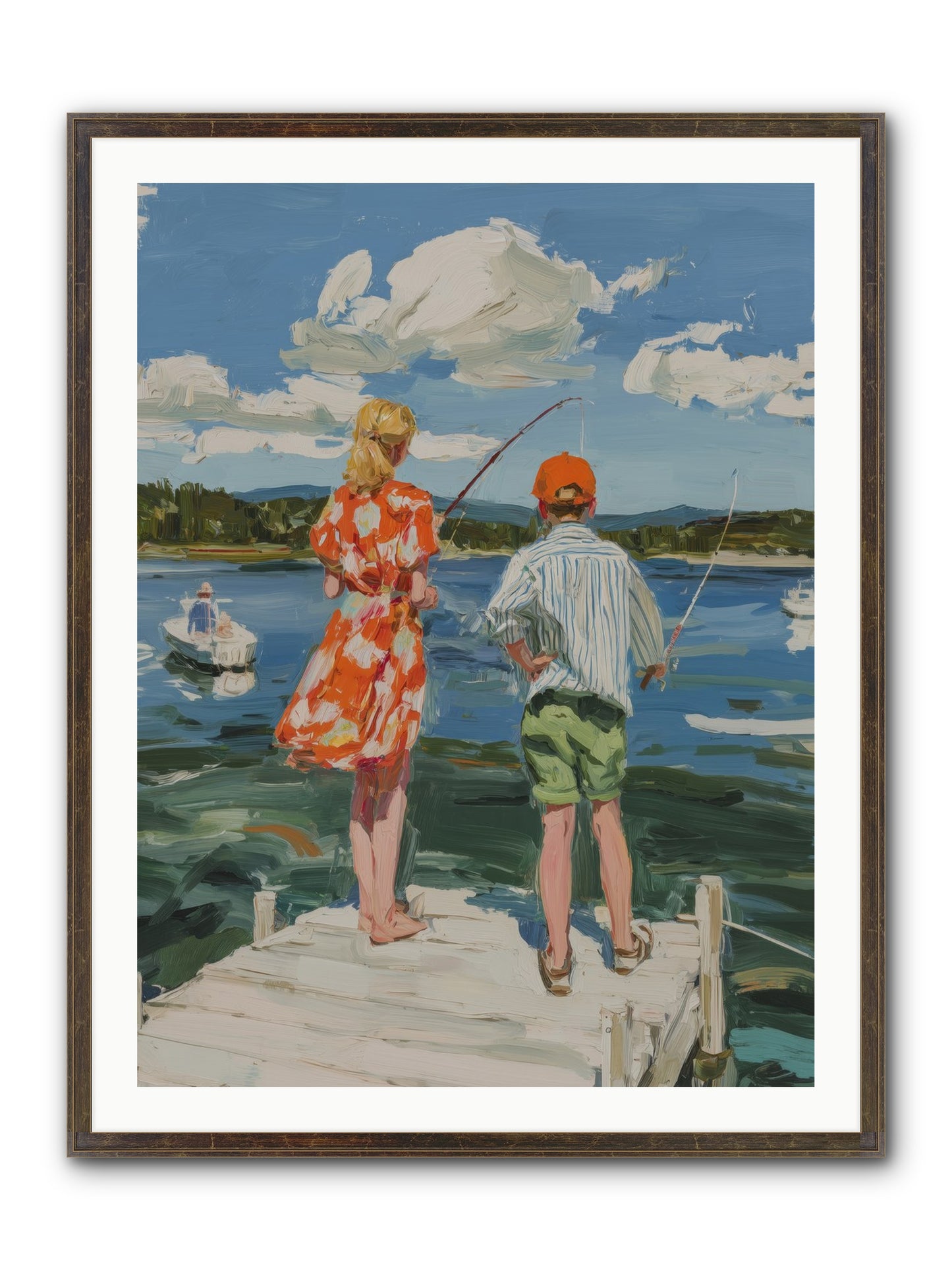 First Light Fisher Framed Print - Slimwoods Black/Gold 30x40
