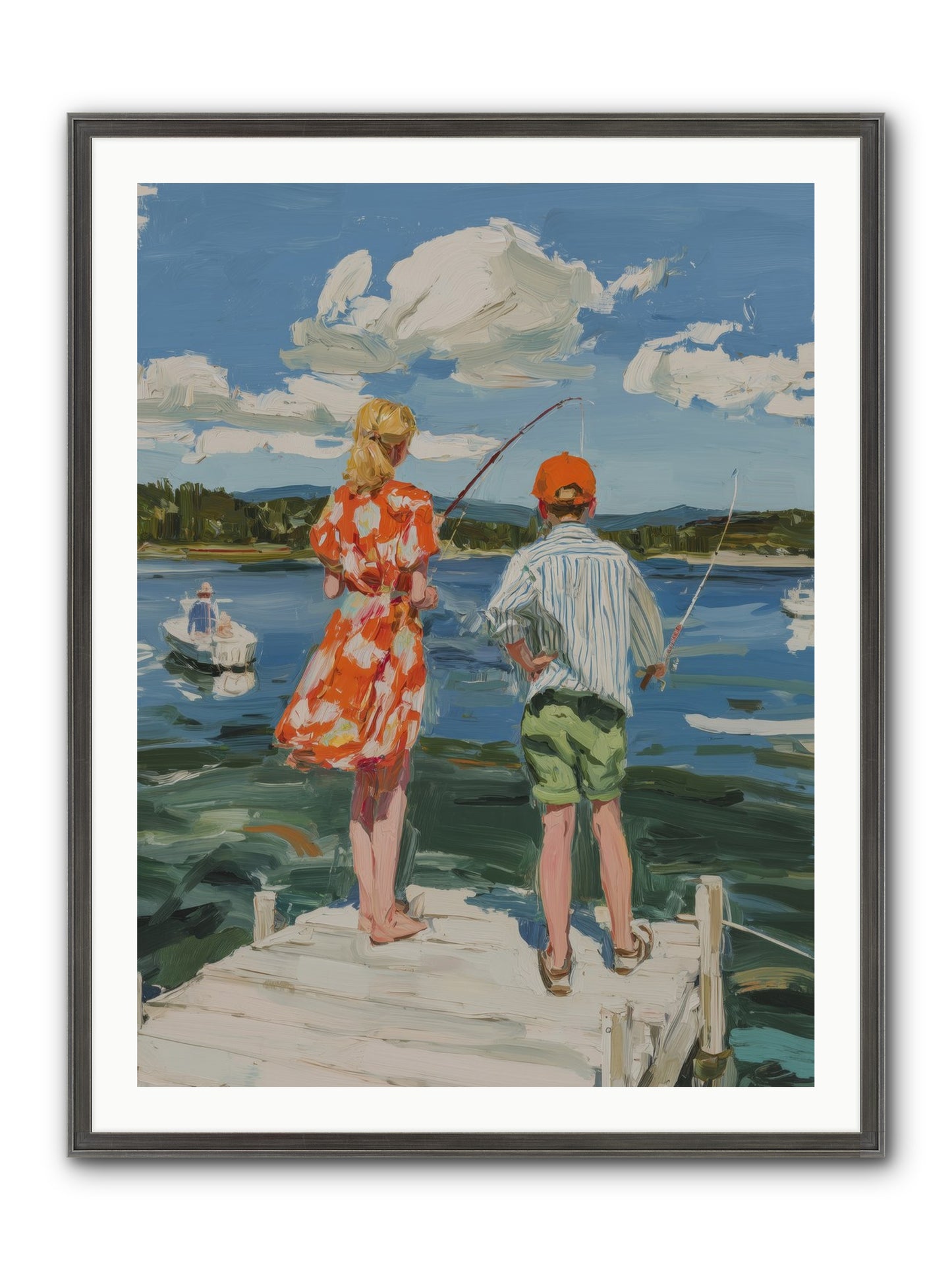 First Light Fisher Framed Print - Slimwoods Black/Silver 30x40