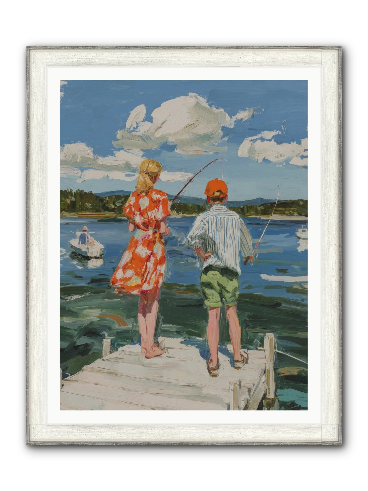 First Light Fisher Framed Print - Driftwood White 36x48
