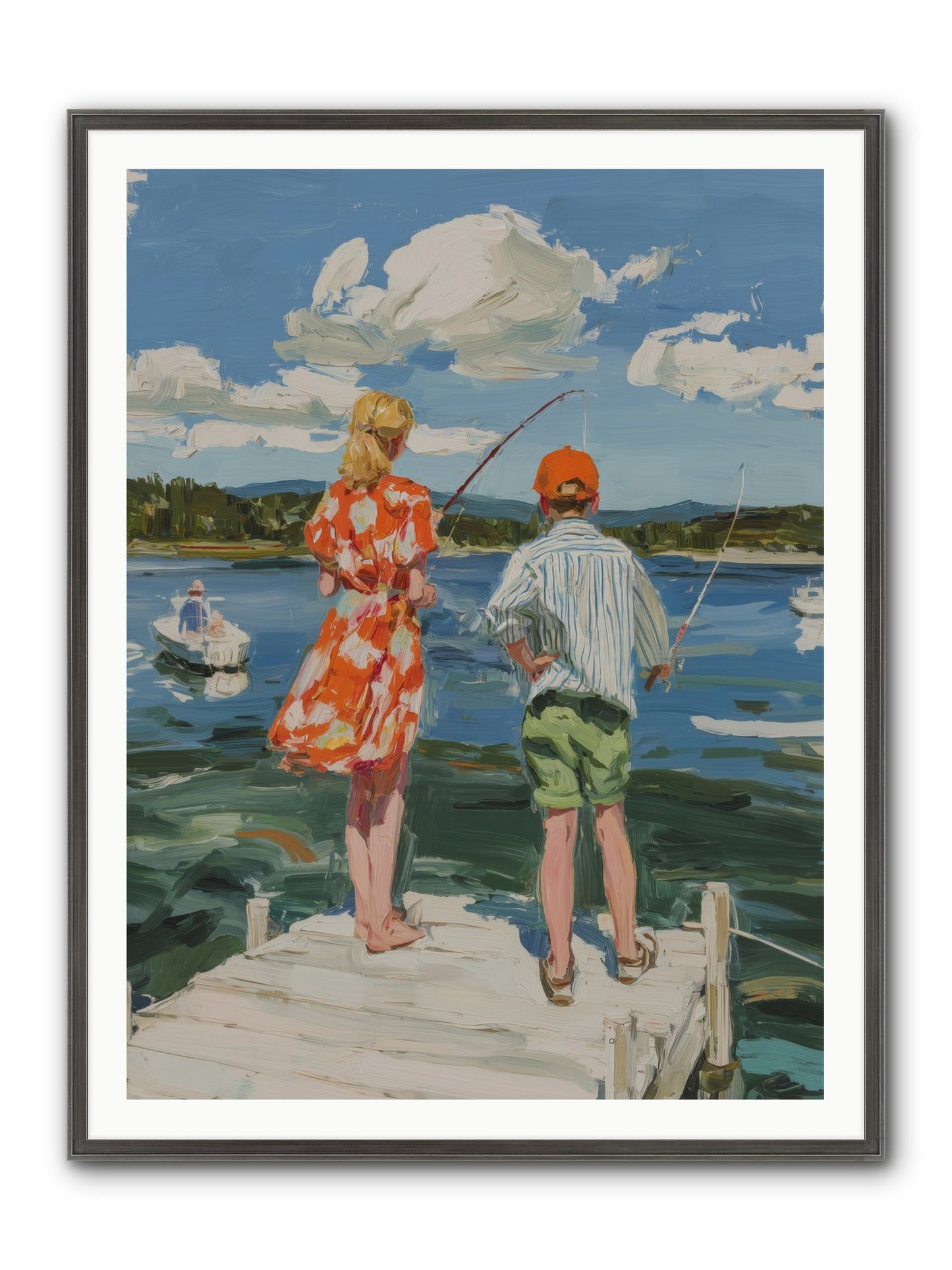 First Light Fisher Framed Print - Slimwoods Black/Silver 36x48
