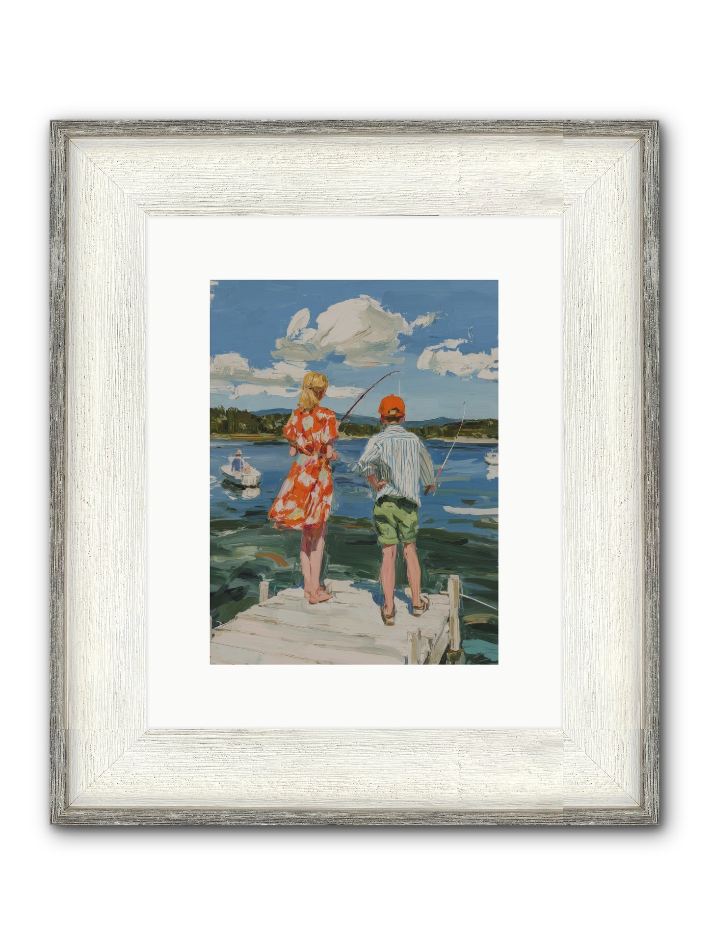 First Light Fisher Framed Print - Driftwood White 9x12