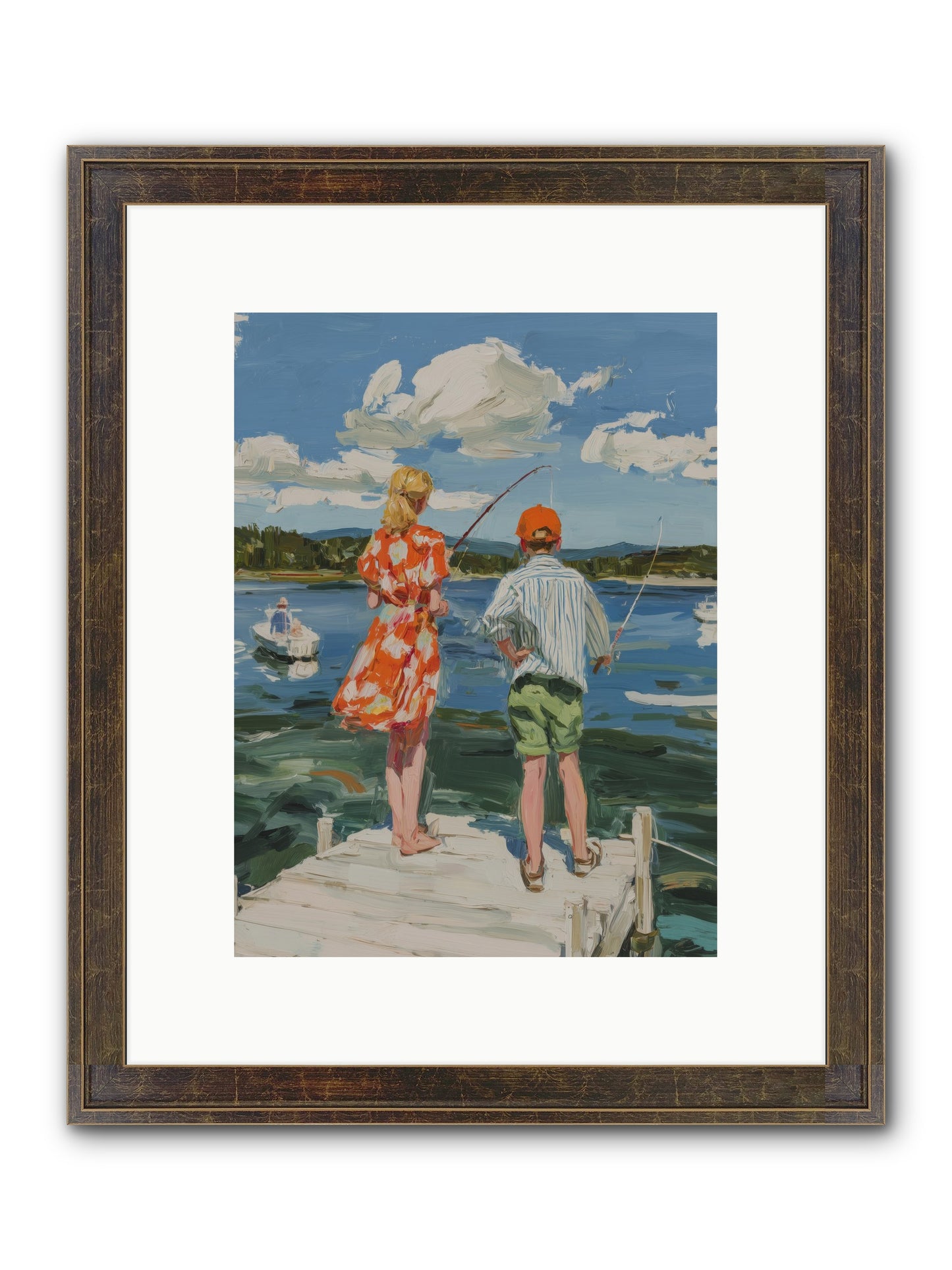 First Light Fisher Framed Print - Slimwoods Black/Gold 9x12