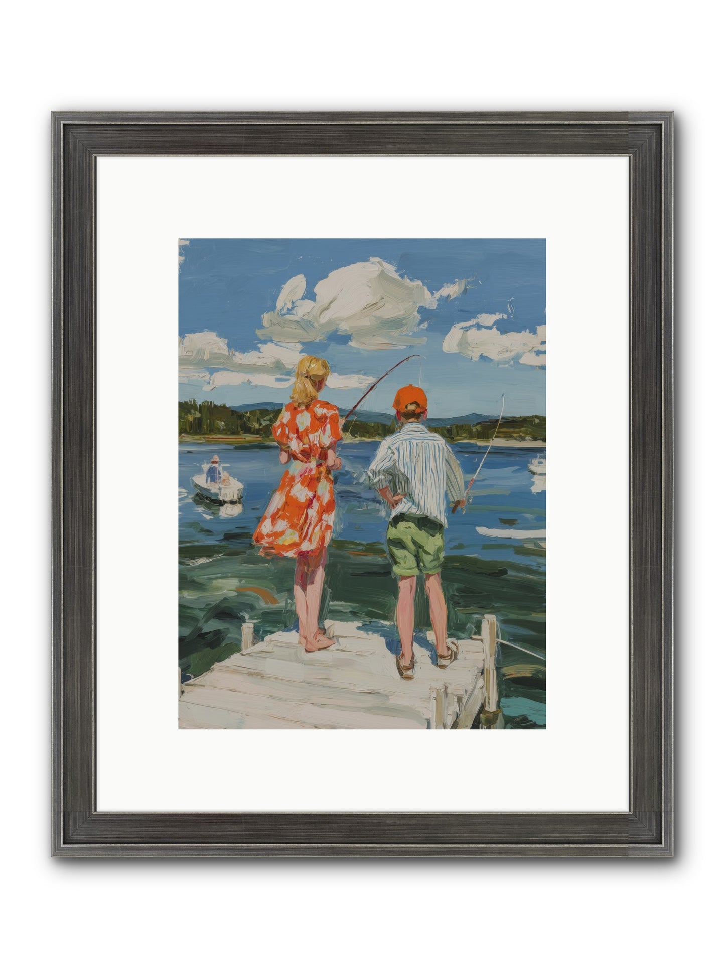 First Light Fisher Framed Print - Slimwoods Black/Silver 9x12