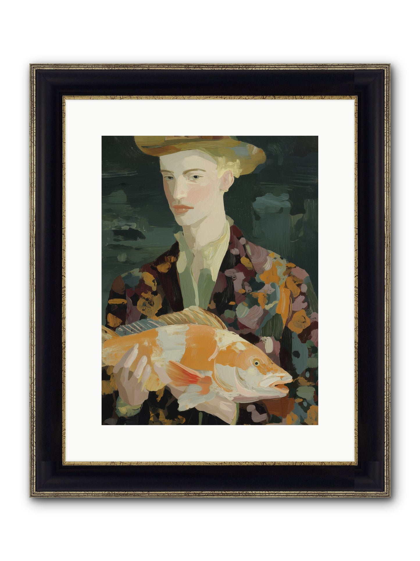 Fisherman's Gift Framed Print - Black & Gold 12x16