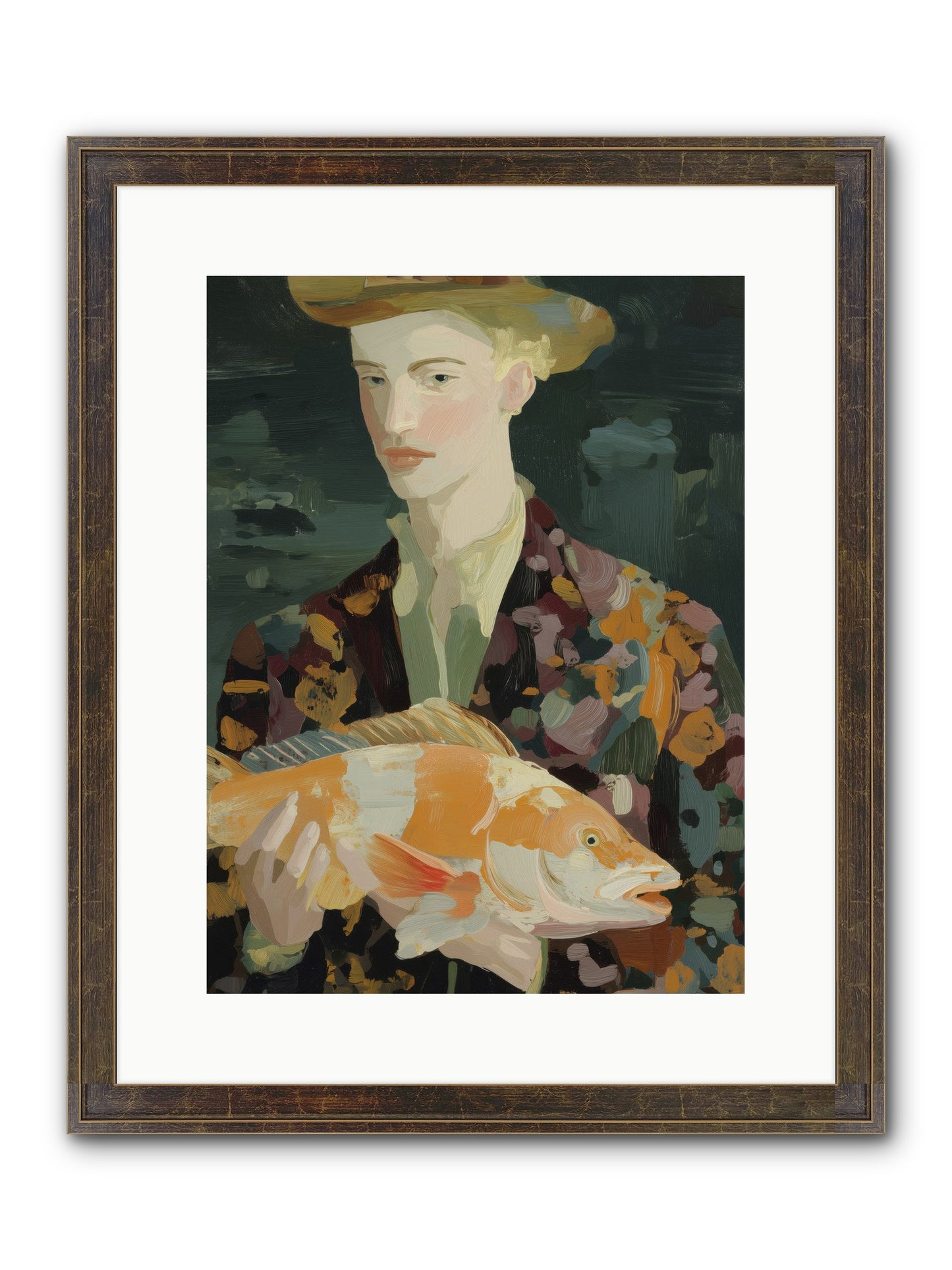 Fisherman's Gift Framed Print - Slimwoods Black/Gold 12x16