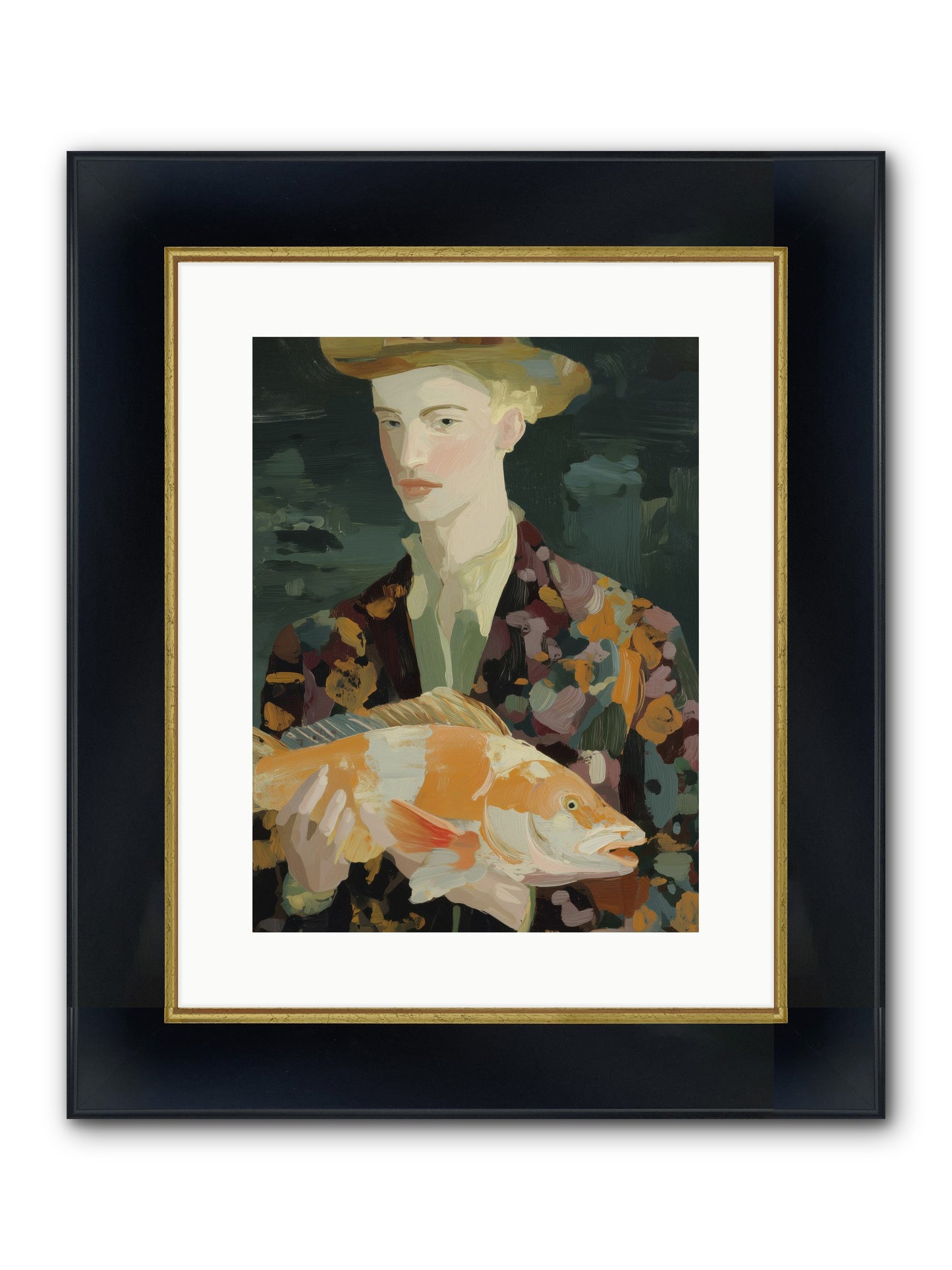 Fisherman's Gift Framed Print - Wide Black w/Gold 12x16