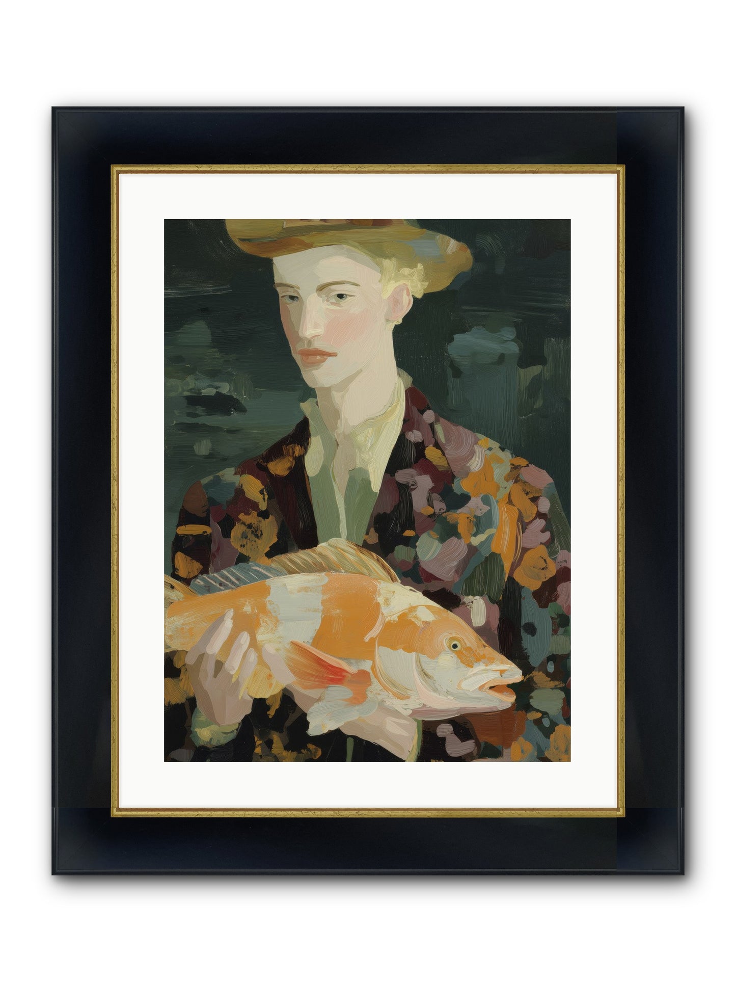 Fisherman's Gift Framed Print - Wide Black w/Gold 18x24