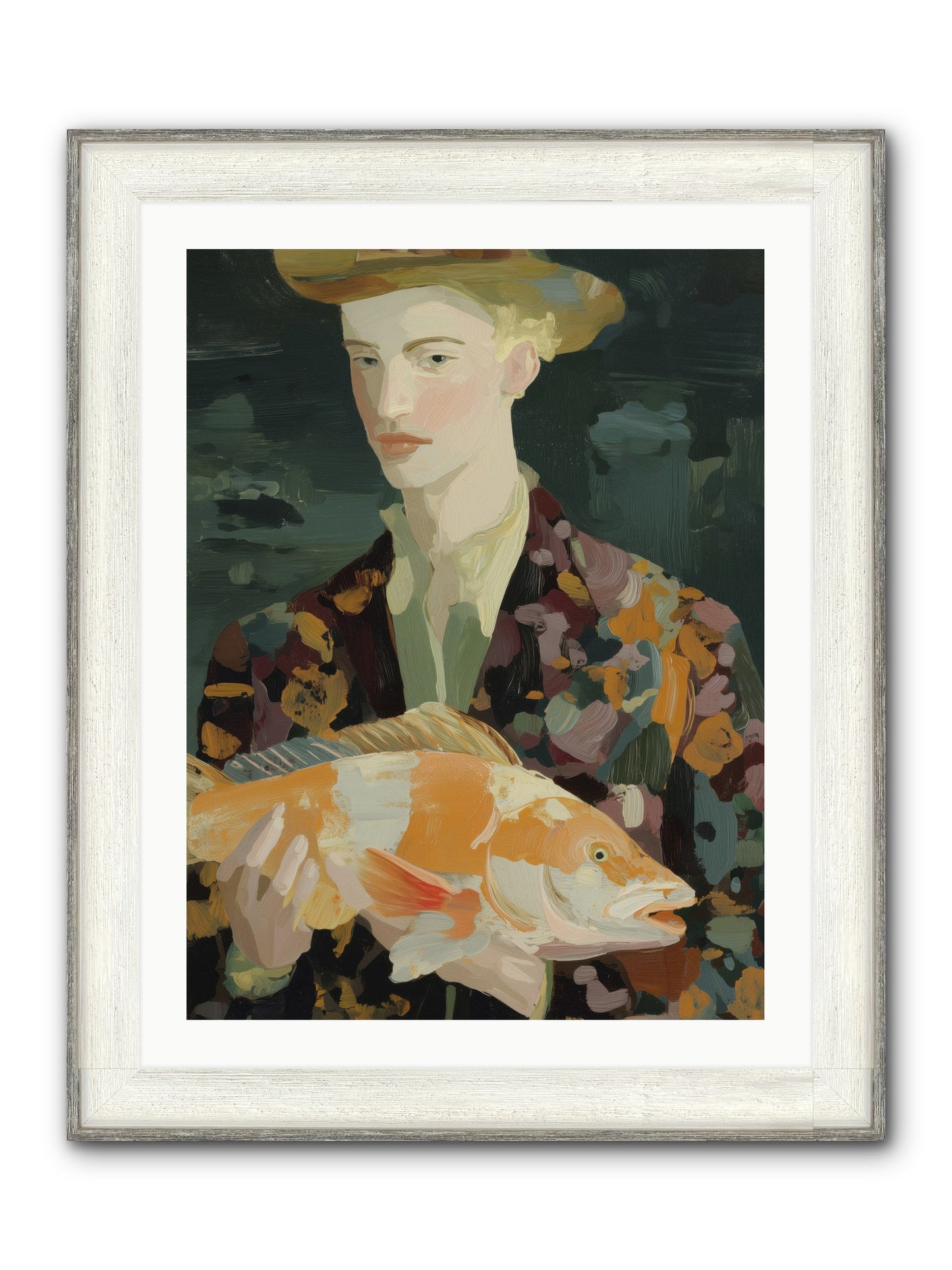 Fisherman's Gift Framed Print - Driftwood White 24x32