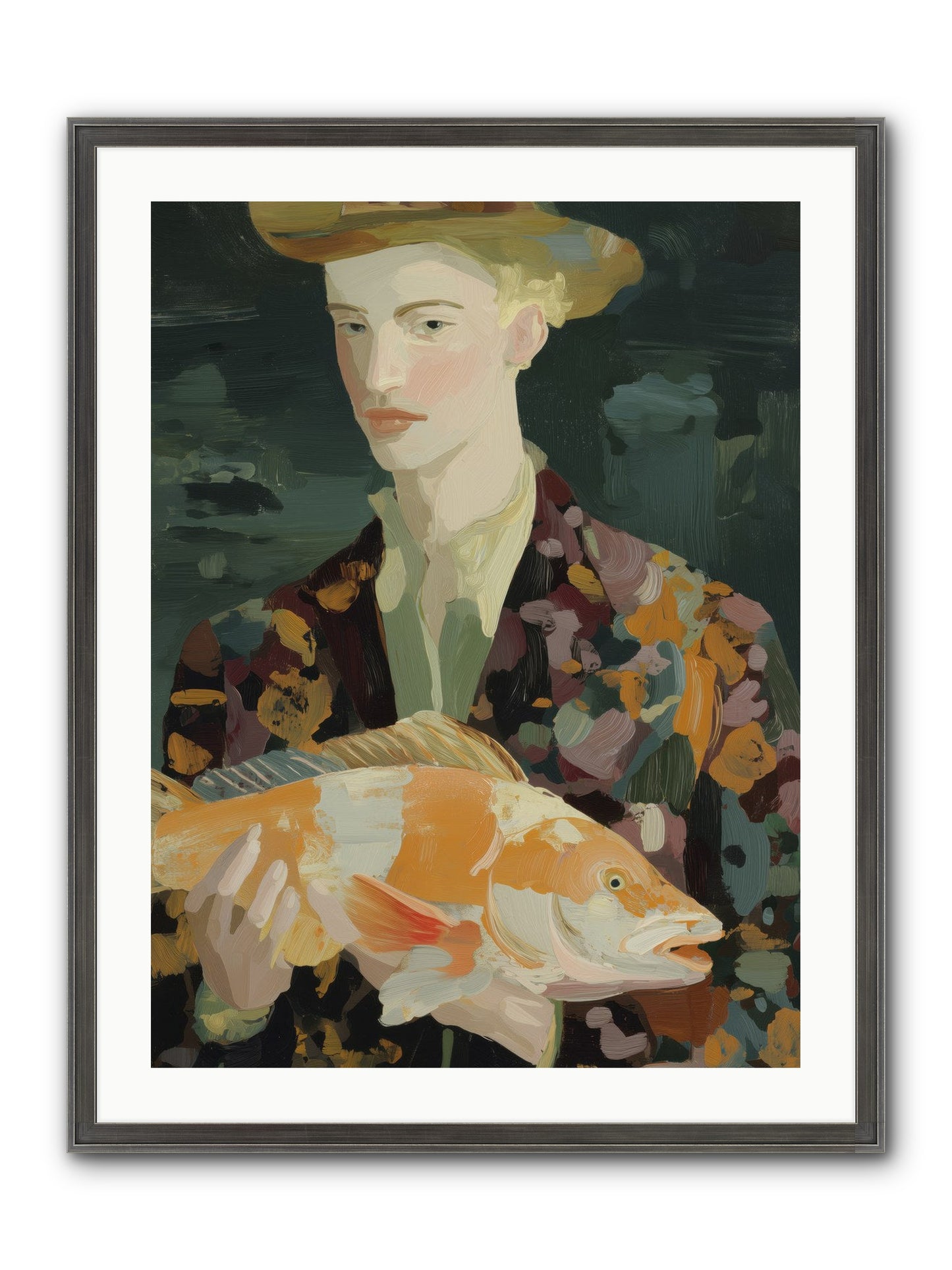 Fisherman's Gift Framed Print - Slimwoods Black/Silver 24x32