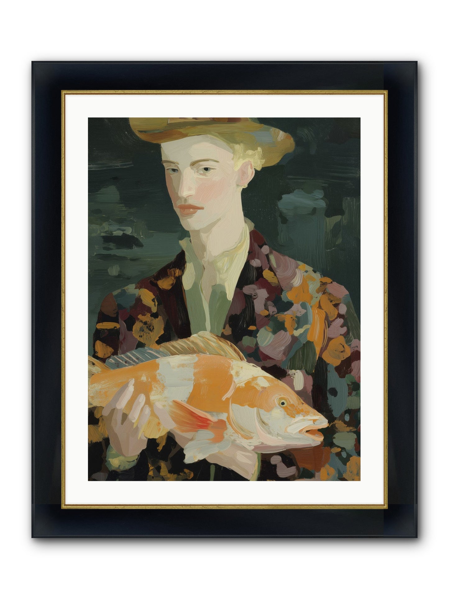 Fisherman's Gift Framed Print - Wide Black w/Gold 24x32