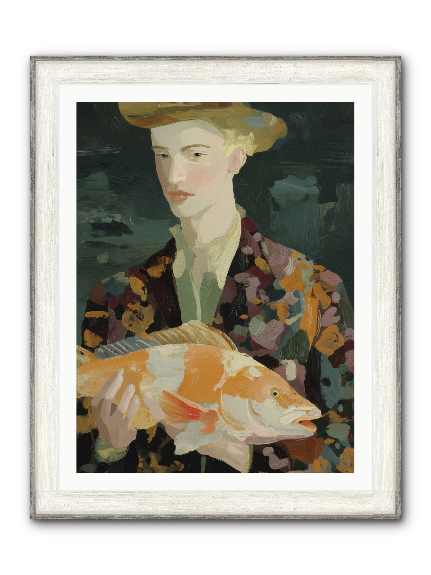 Fisherman's Gift Framed Print - Driftwood White 30x40