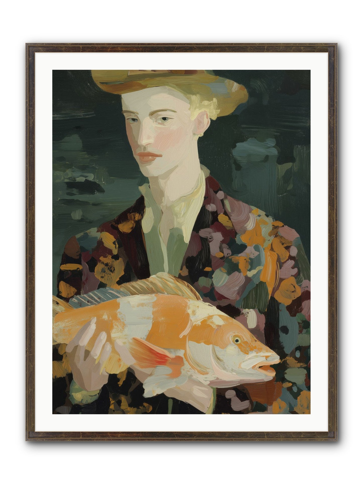 Fisherman's Gift Framed Print - Slimwoods Black/Gold 30x40