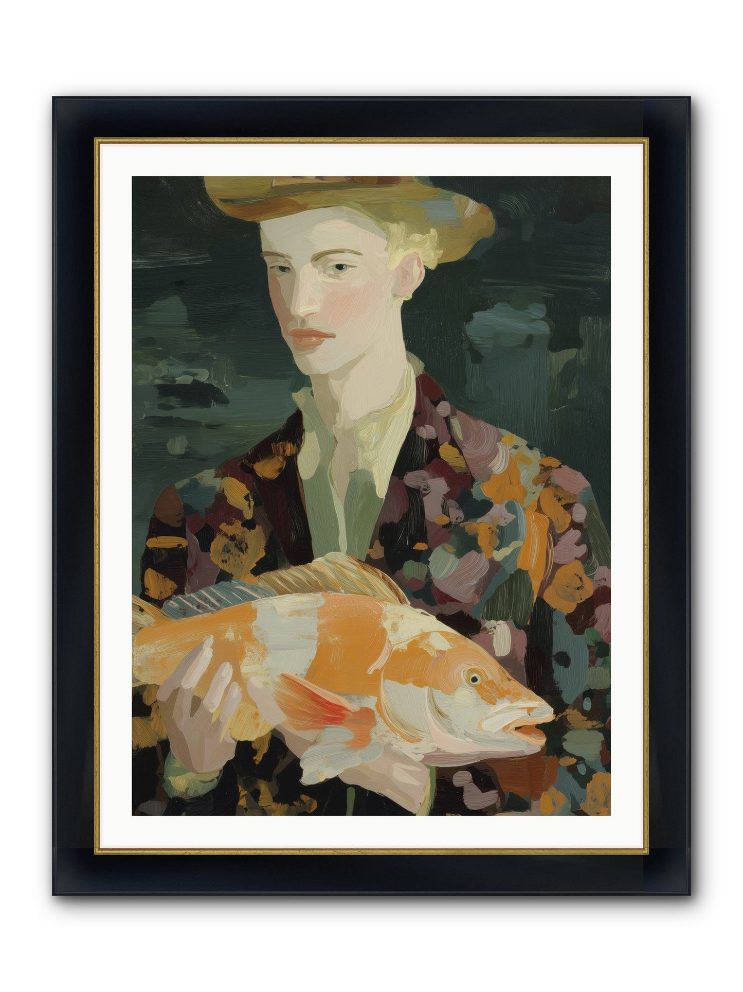 Fisherman's Gift Framed Print - Wide Black w/Gold 30x40