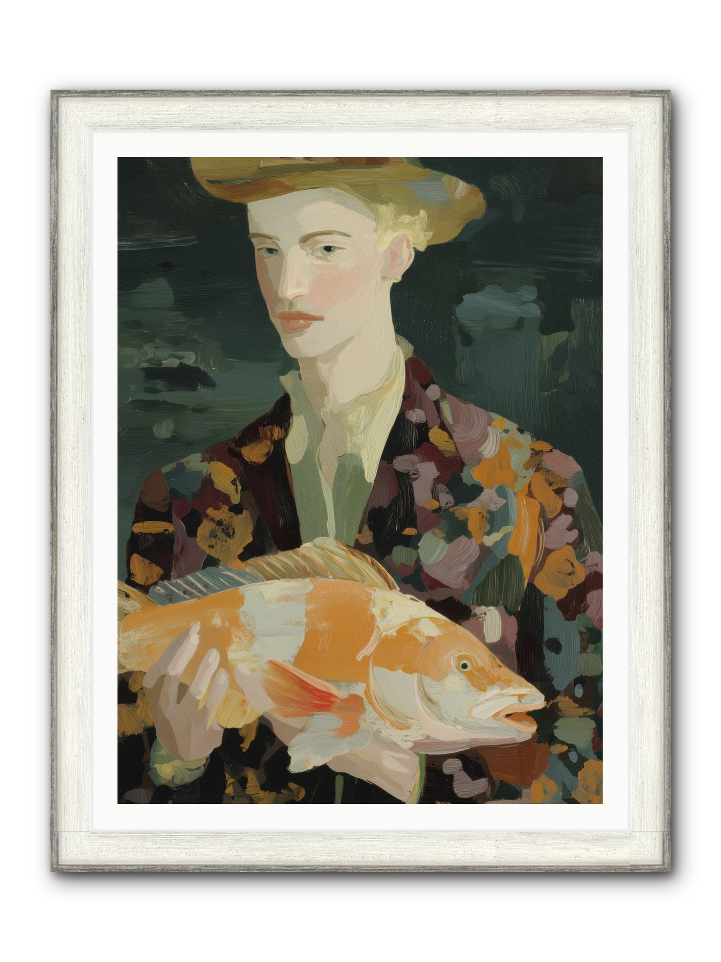 Fisherman's Gift Framed Print - Driftwood White 36x48