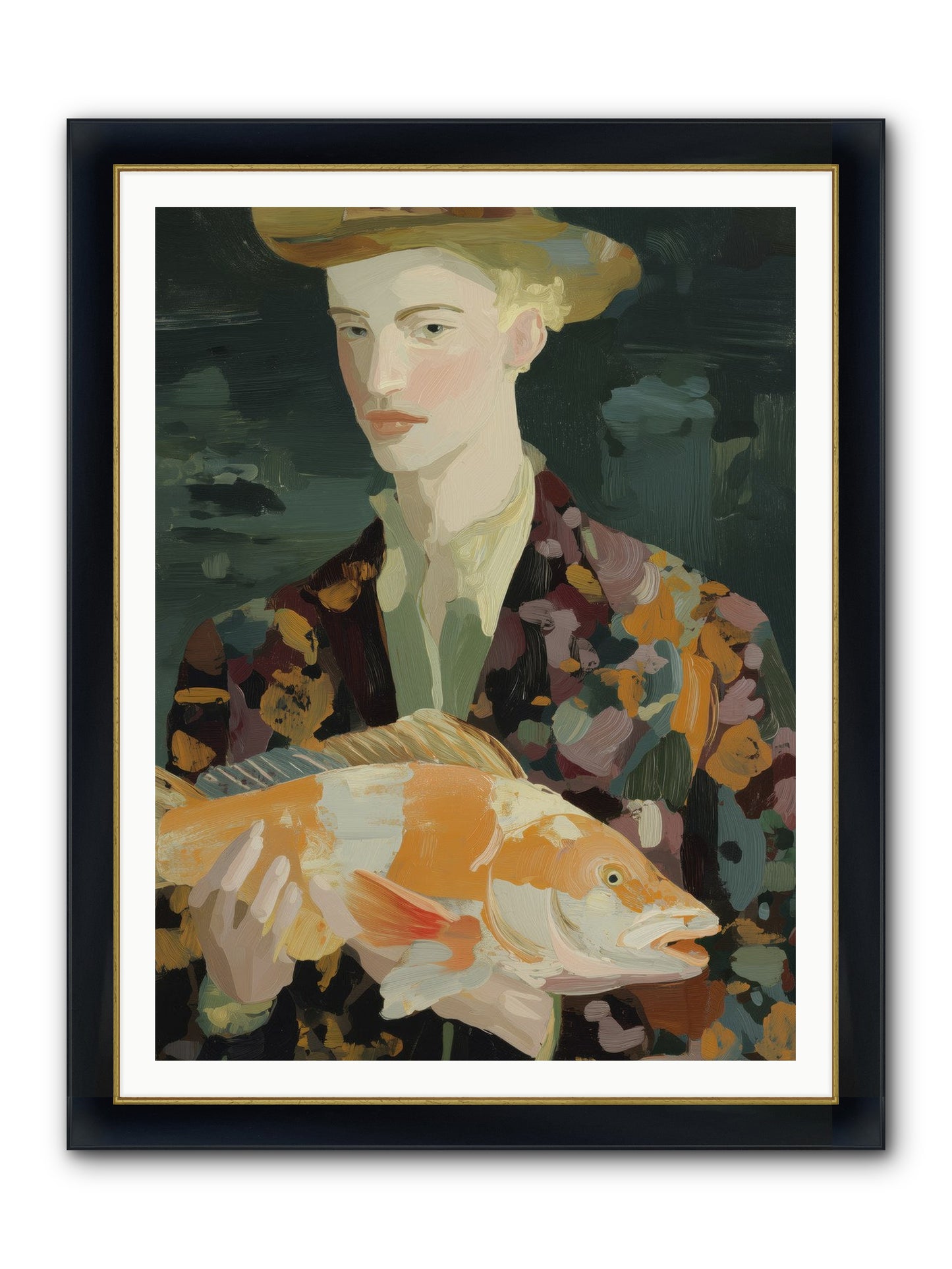 Fisherman's Gift Framed Print - Wide Black w/Gold 36x48