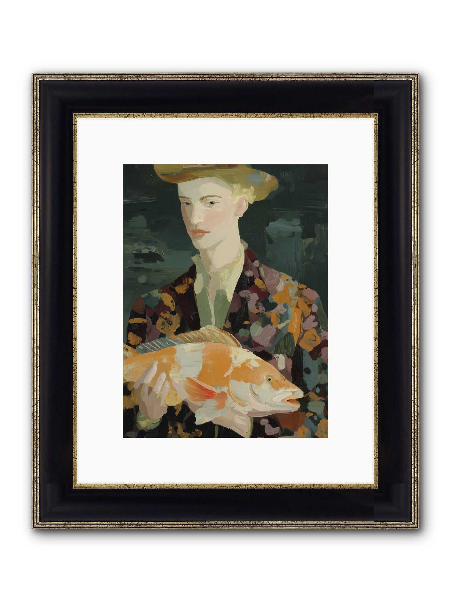 Fisherman's Gift Framed Print - Black & Gold 9x12