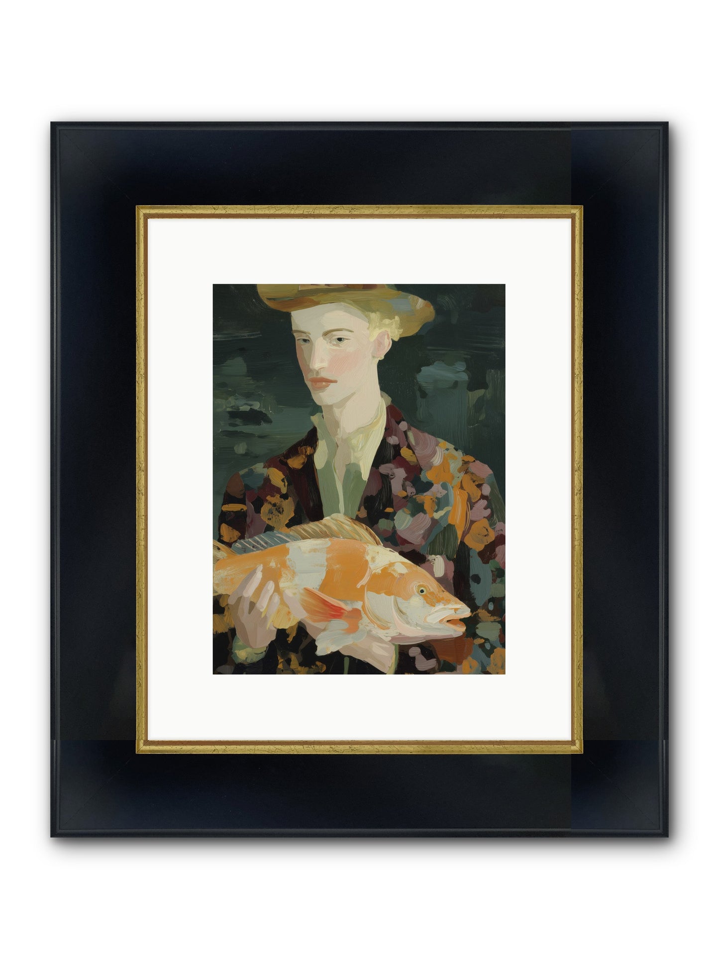 Fisherman's Gift Framed Print - Wide Black w/Gold 9x12