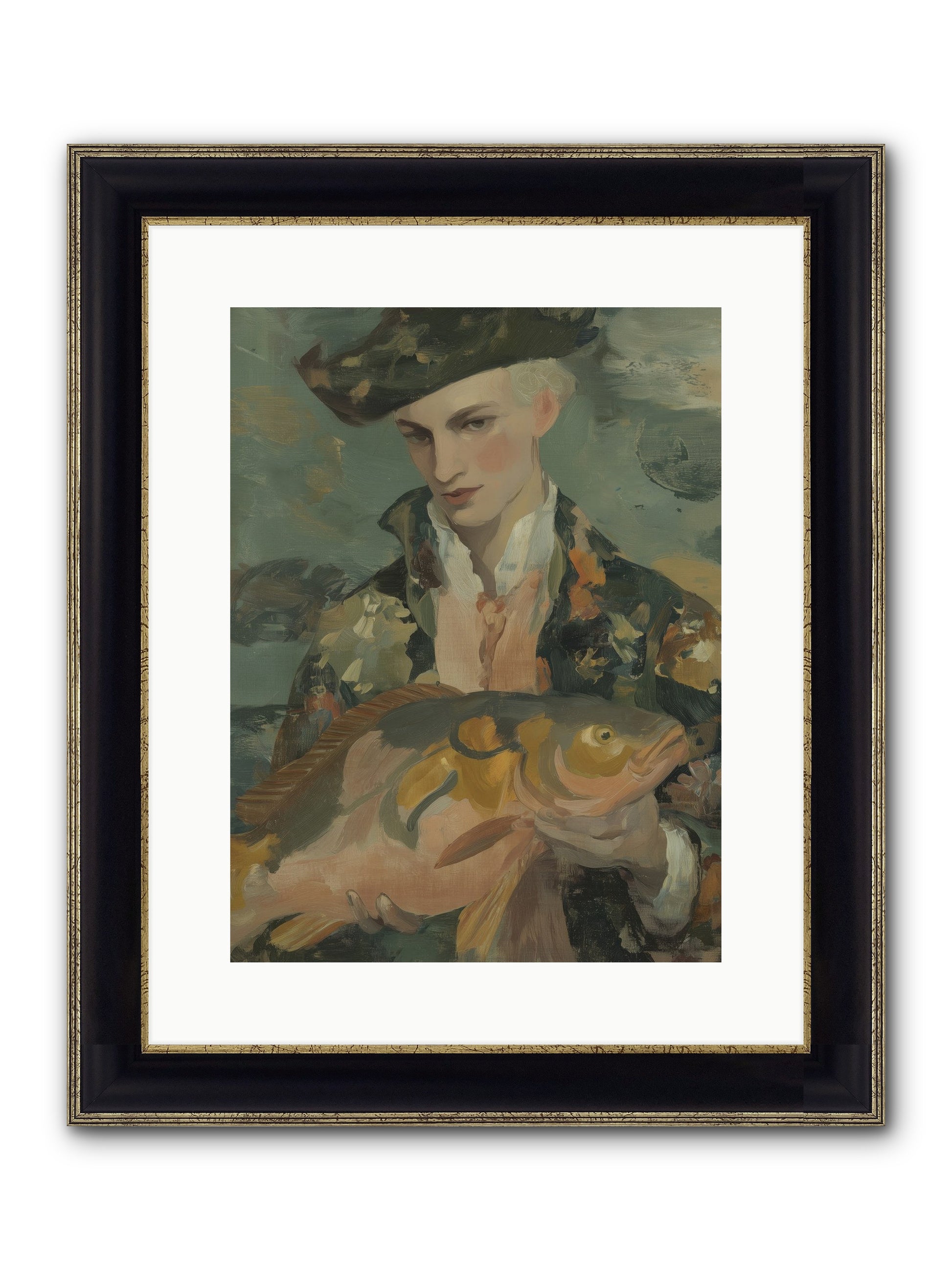 Fisherman's Net Framed Print - Black & Gold 12x16