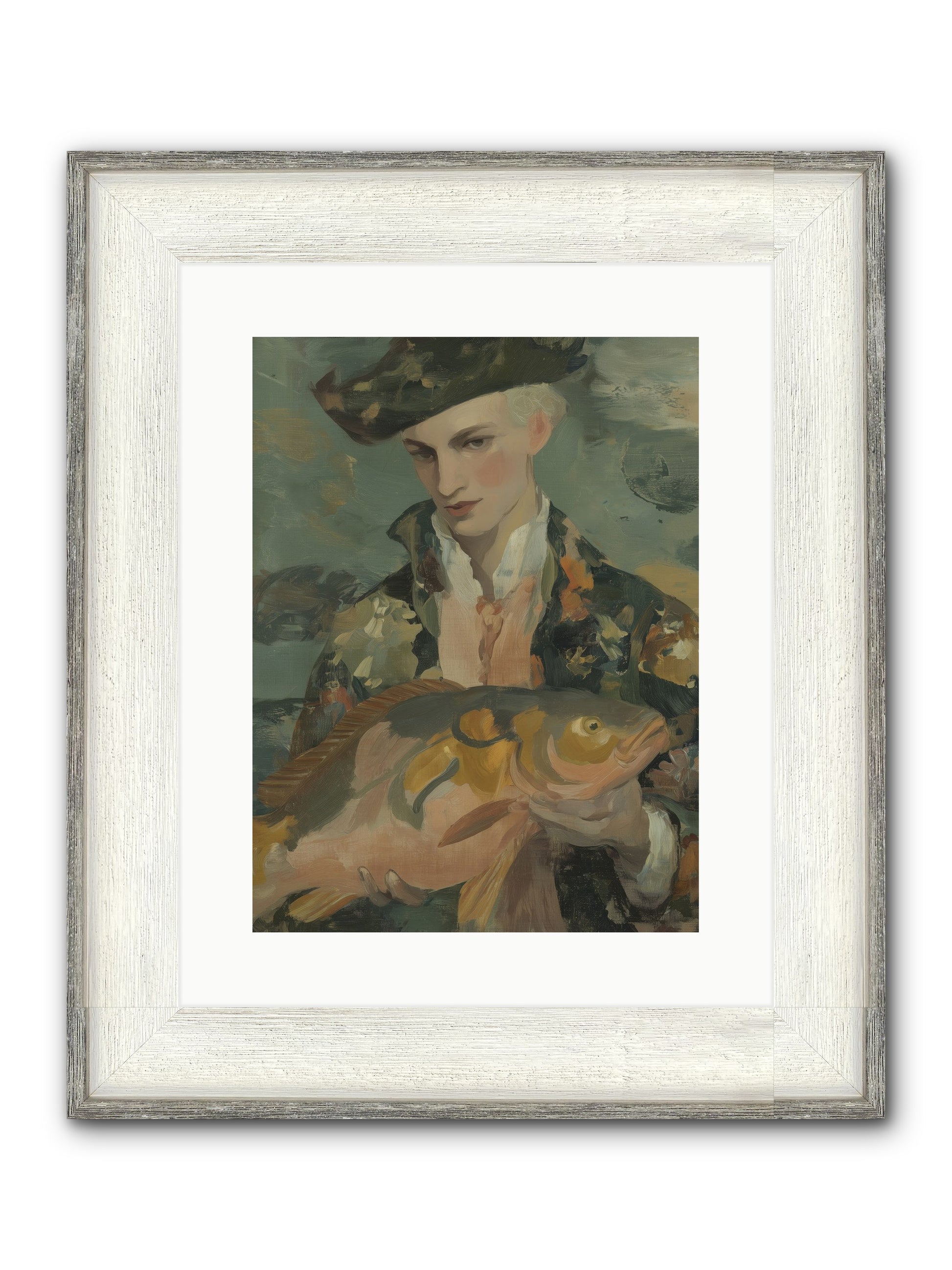 Fisherman's Net Framed Print - Driftwood White 12x16
