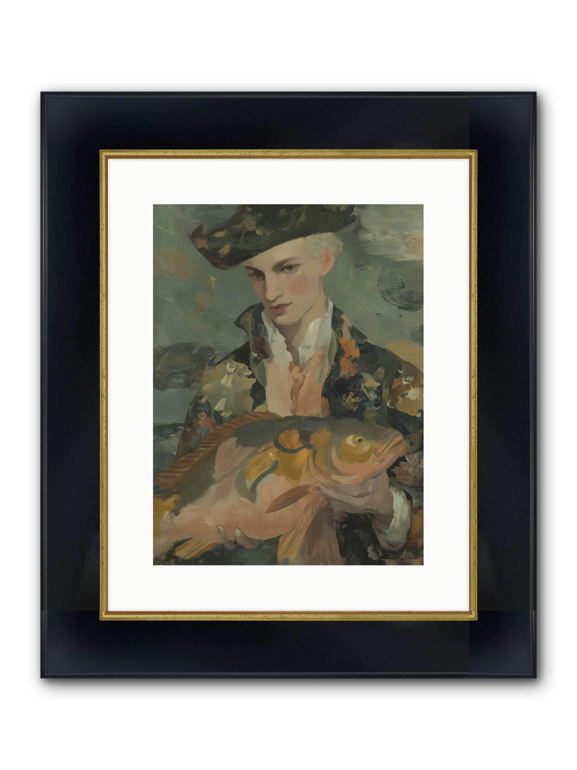 Fisherman's Net Framed Print - Wide Black w/Gold 12x16