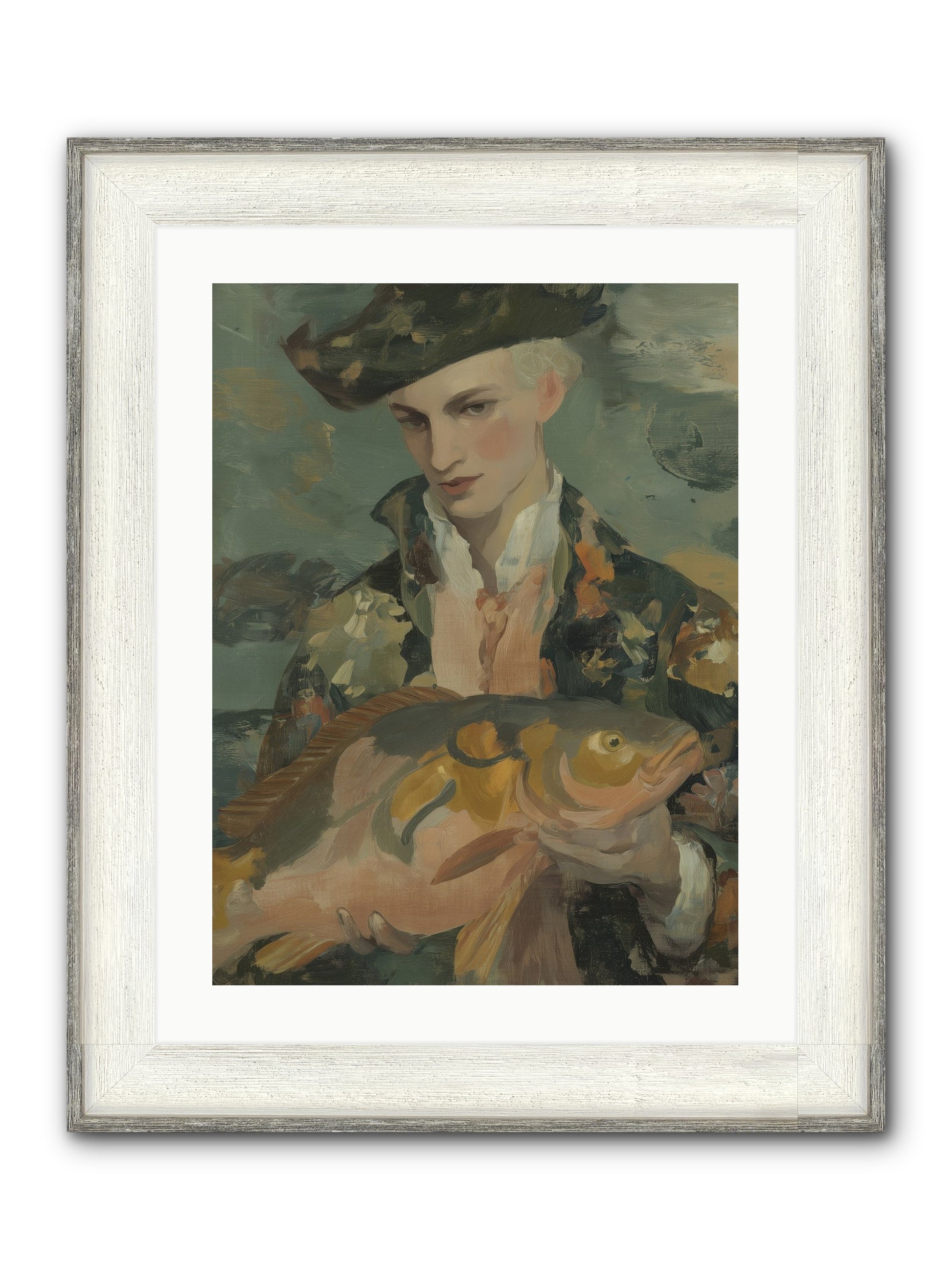 Fisherman's Net Framed Print - Driftwood White 18x24