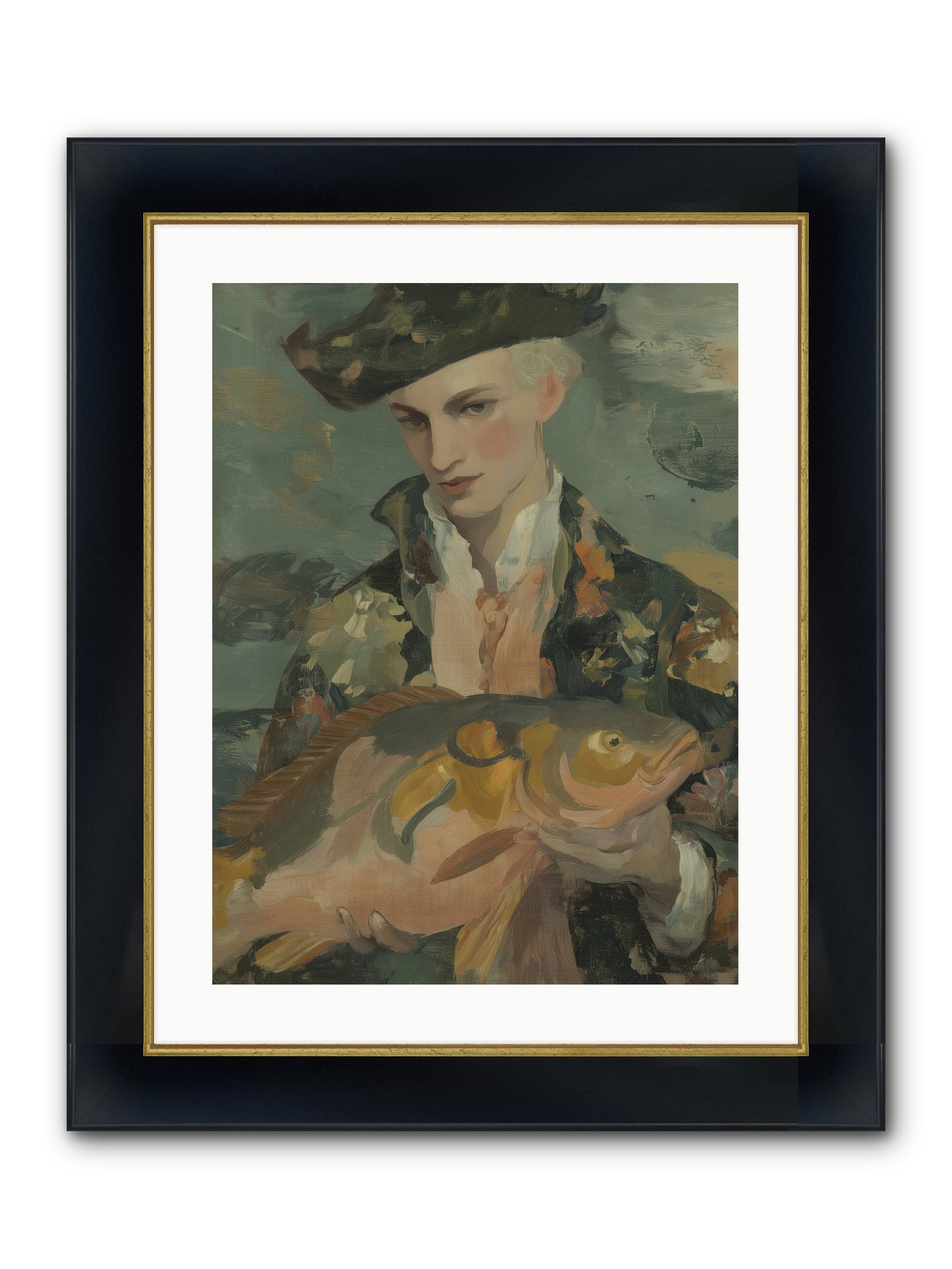 Fisherman's Net Framed Print - Wide Black w/Gold 18x24