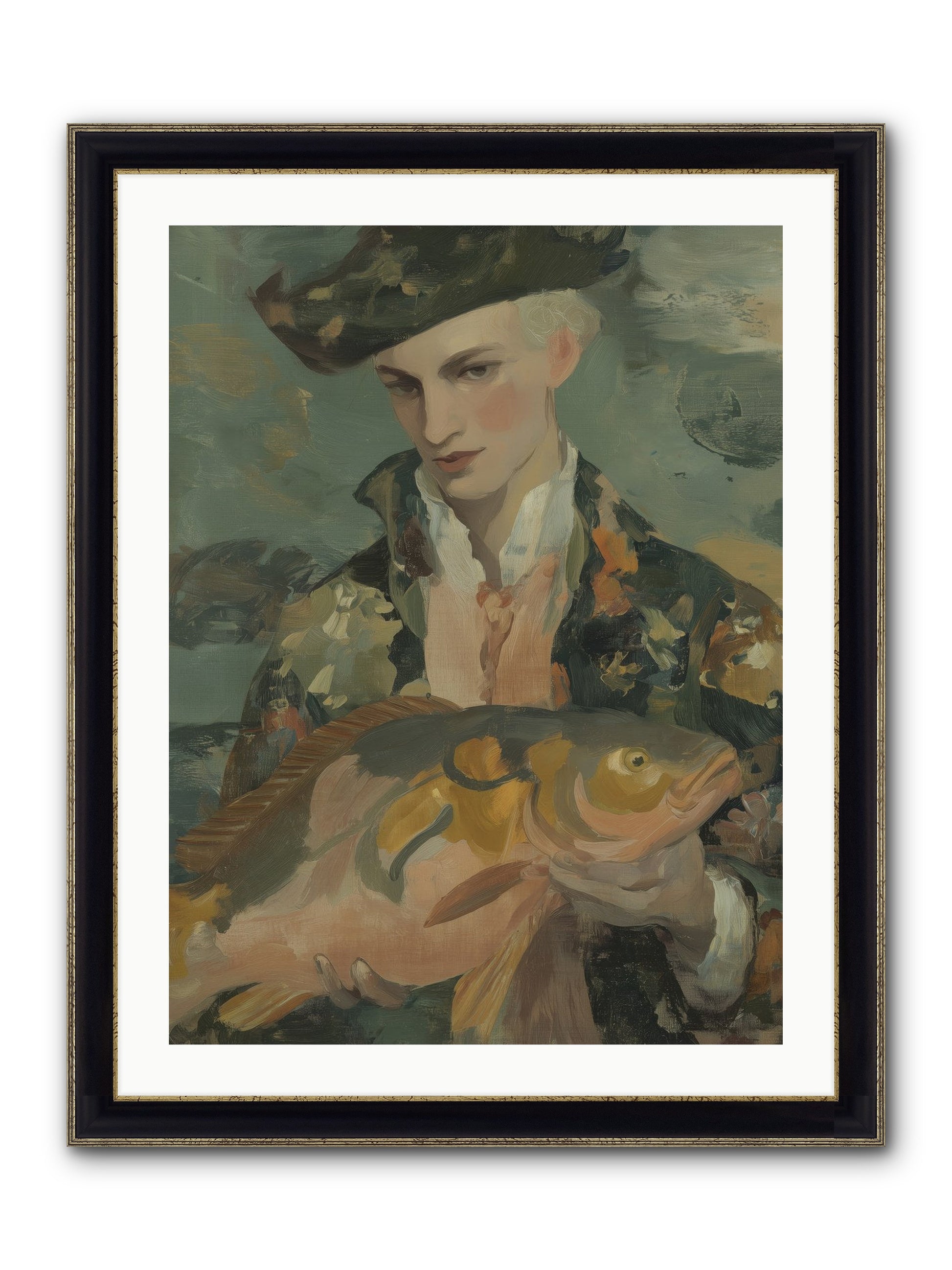 Fisherman's Net Framed Print - Black & Gold 24x32