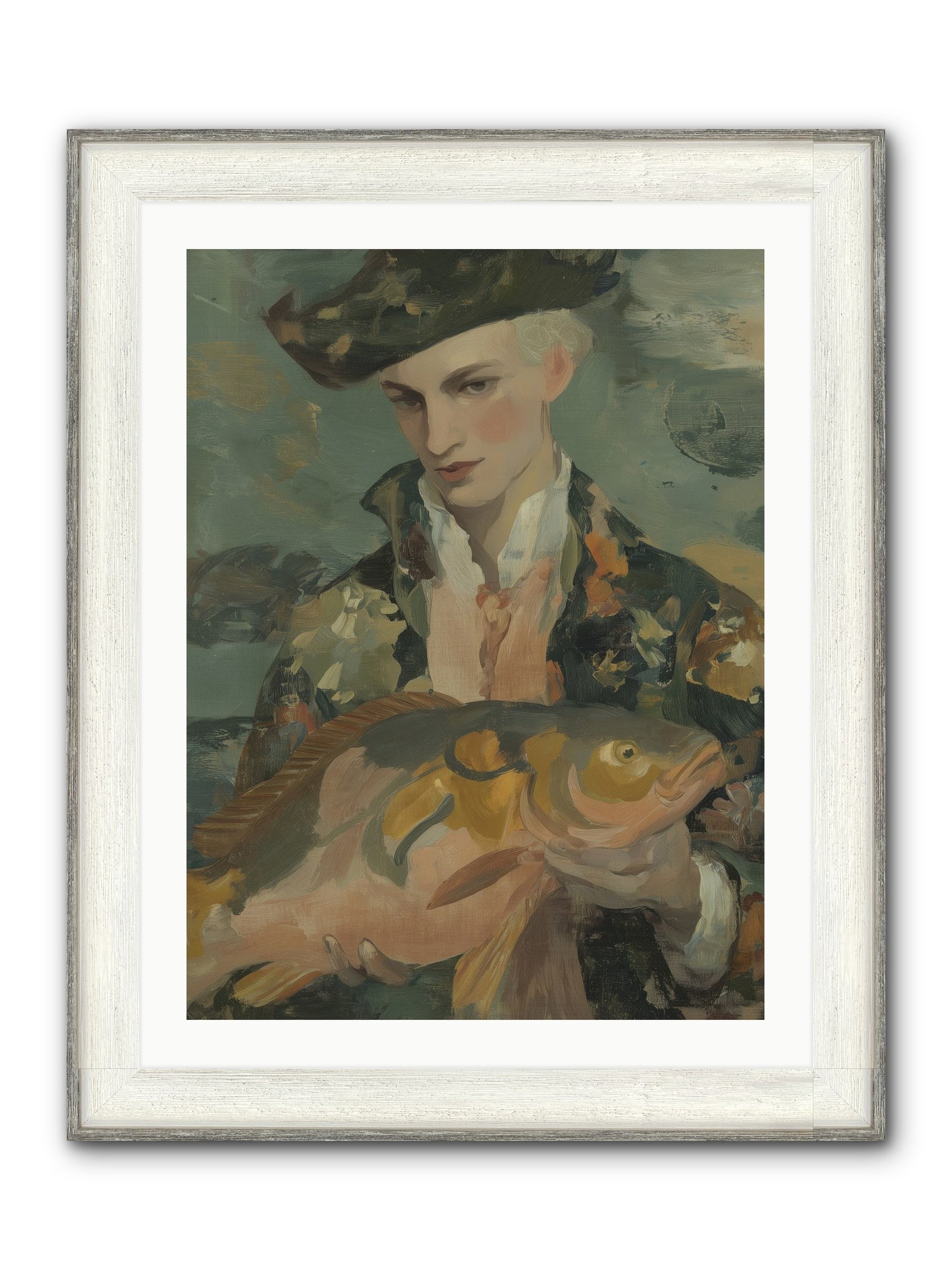 Fisherman's Net Framed Print - Driftwood White 24x32