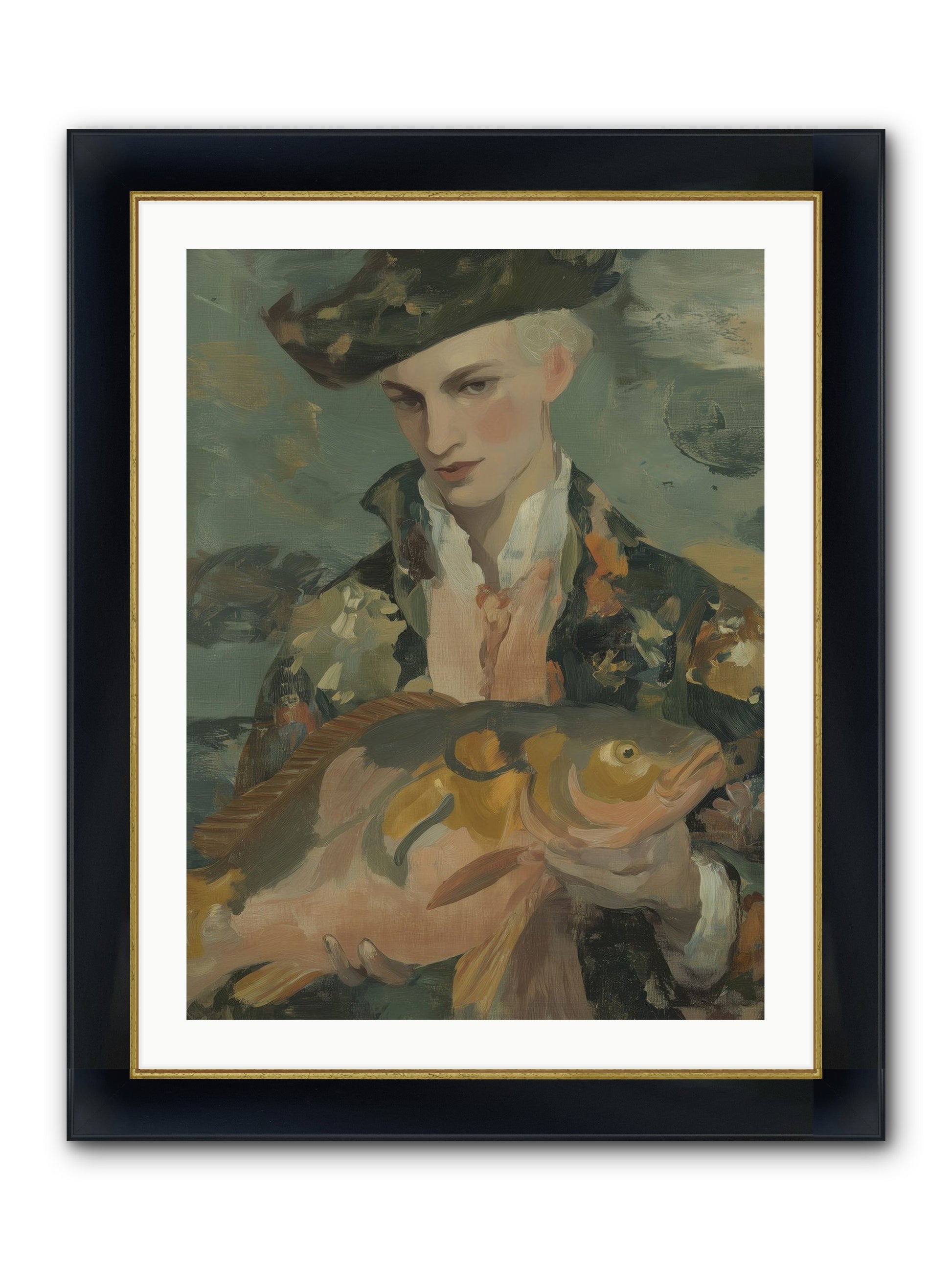 Fisherman's Net Framed Print - Wide Black w/Gold 24x32