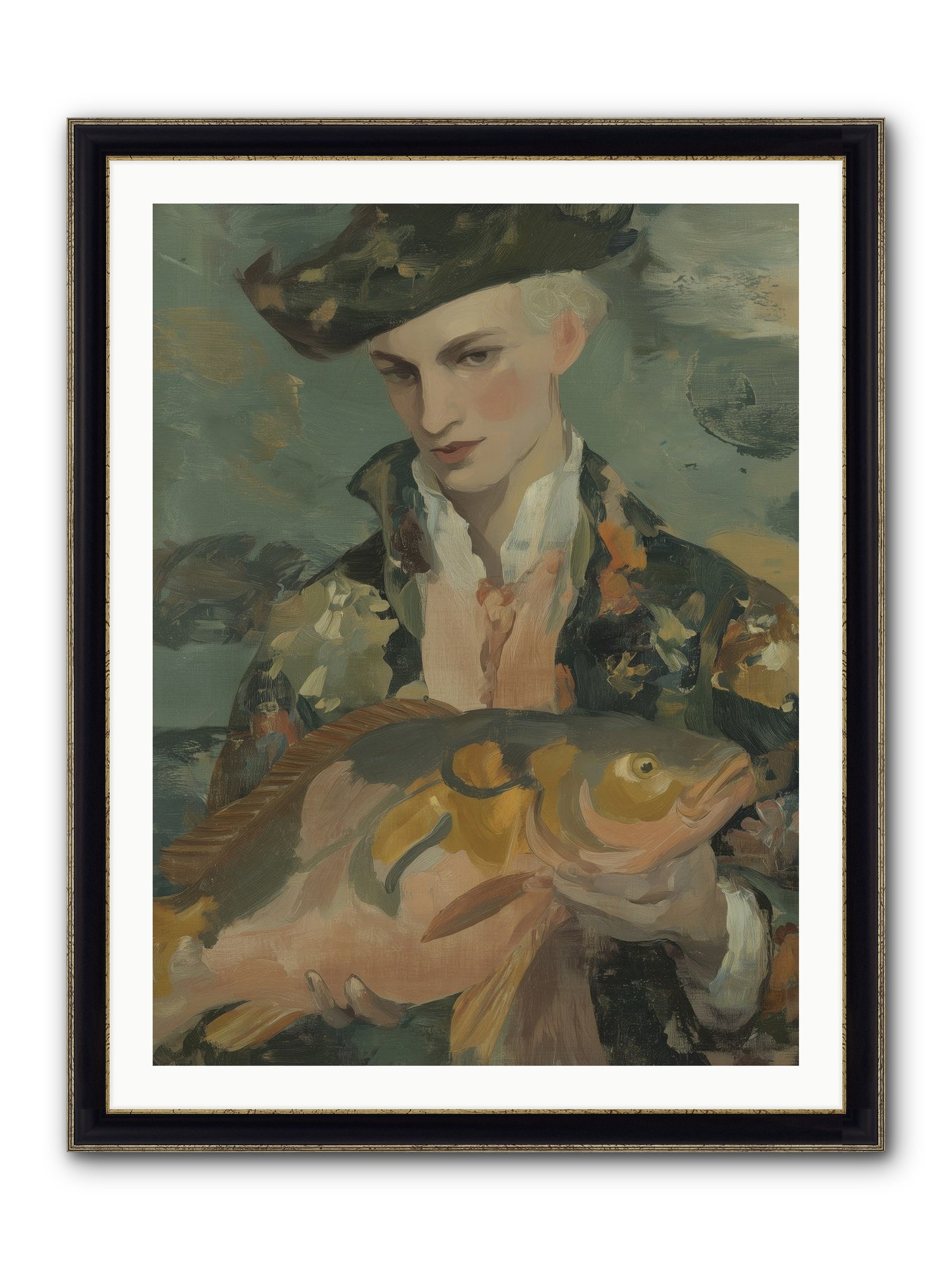 Fisherman's Net Framed Print - Black & Gold 30x40