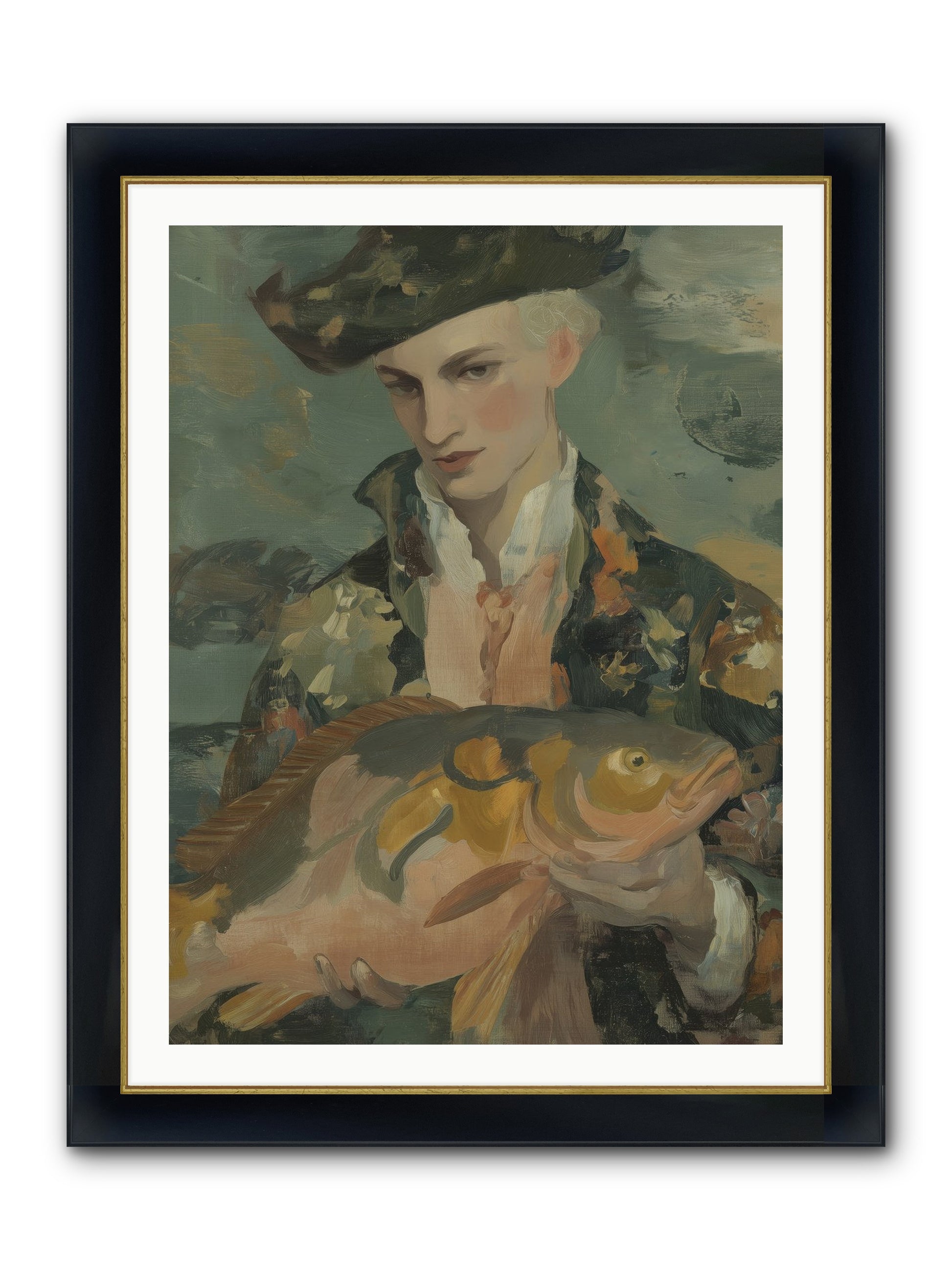 Fisherman's Net Framed Print - Wide Black w/Gold 30x40