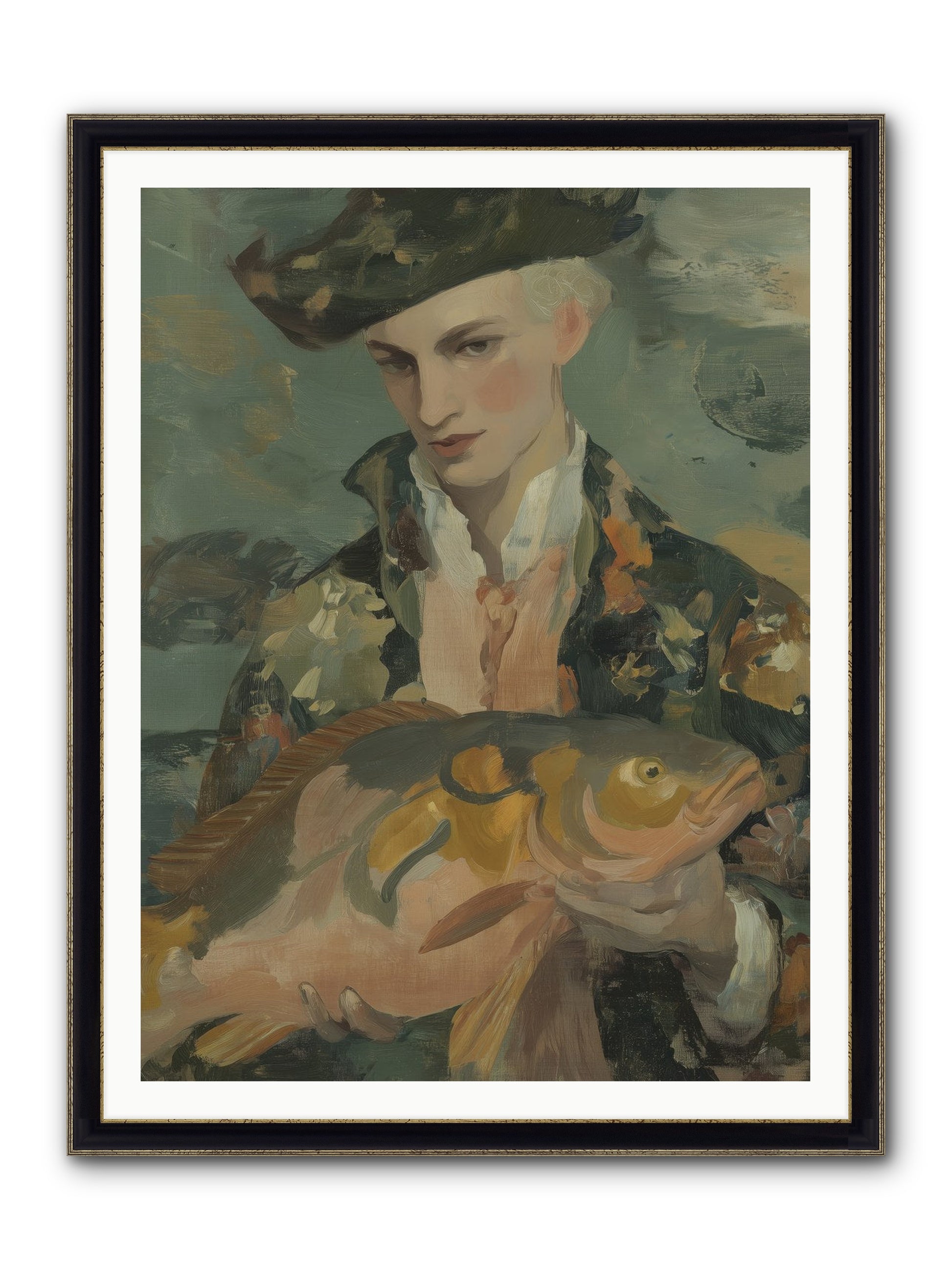 Fisherman's Net Framed Print - Black & Gold 36x48