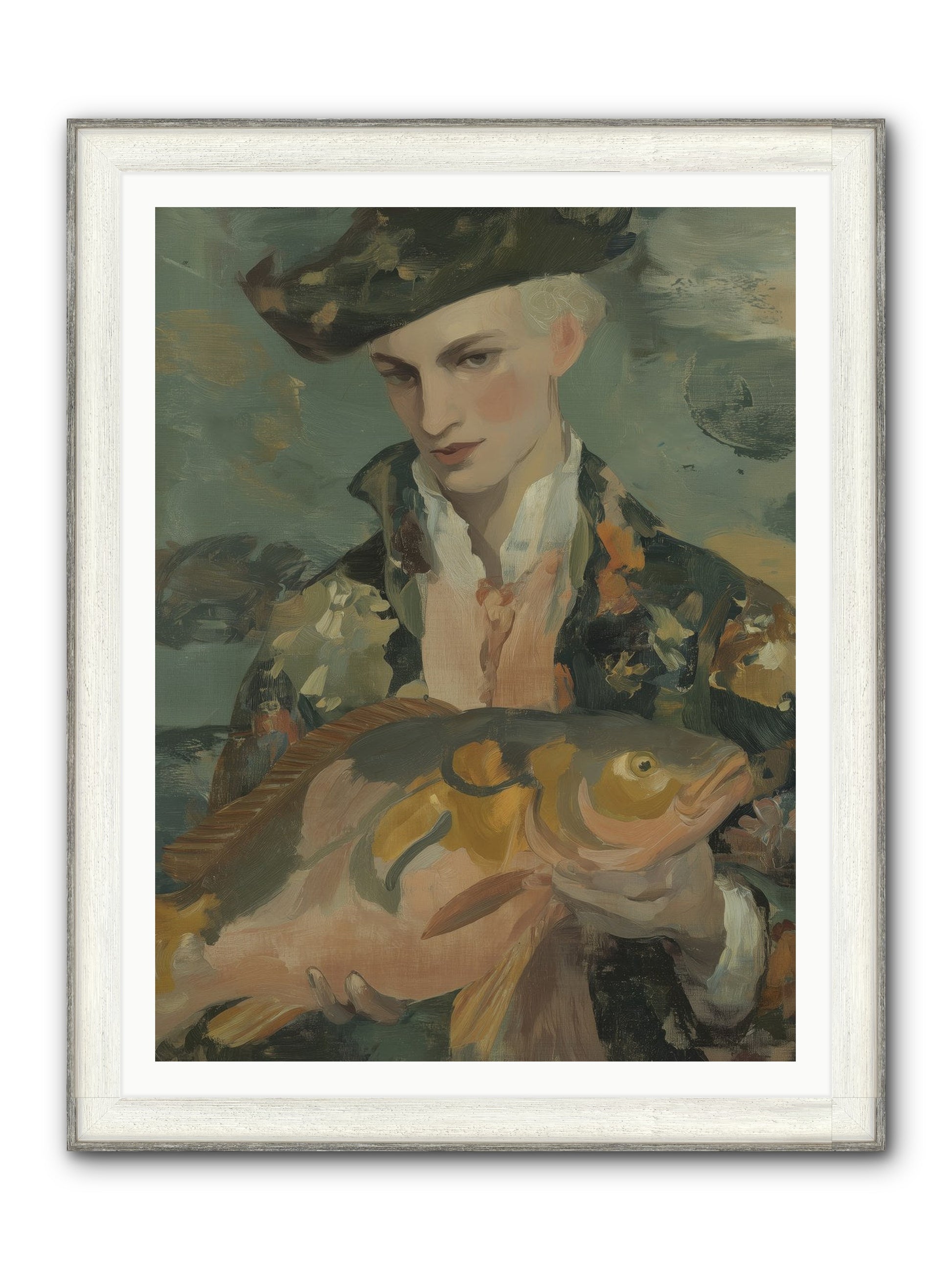 Fisherman's Net Framed Print - Driftwood White 36x48