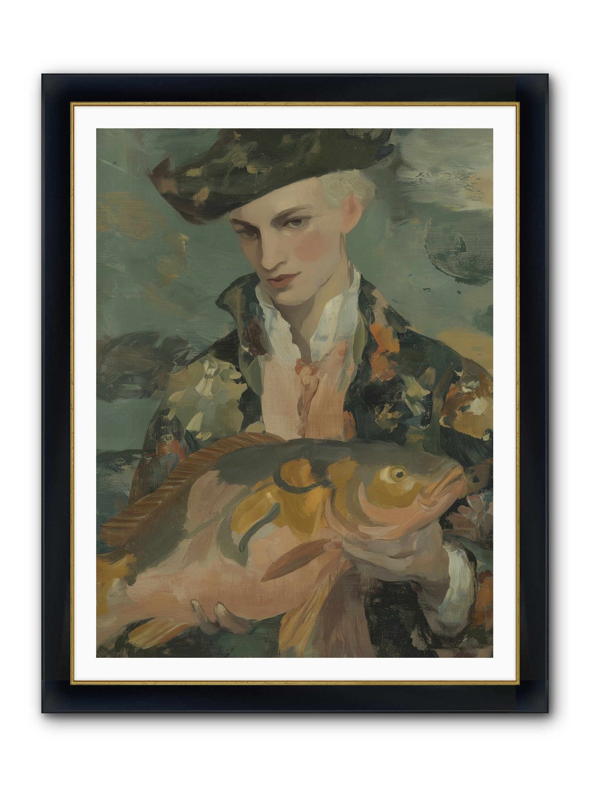 Fisherman's Net Framed Print - Wide Black w/Gold 36x48