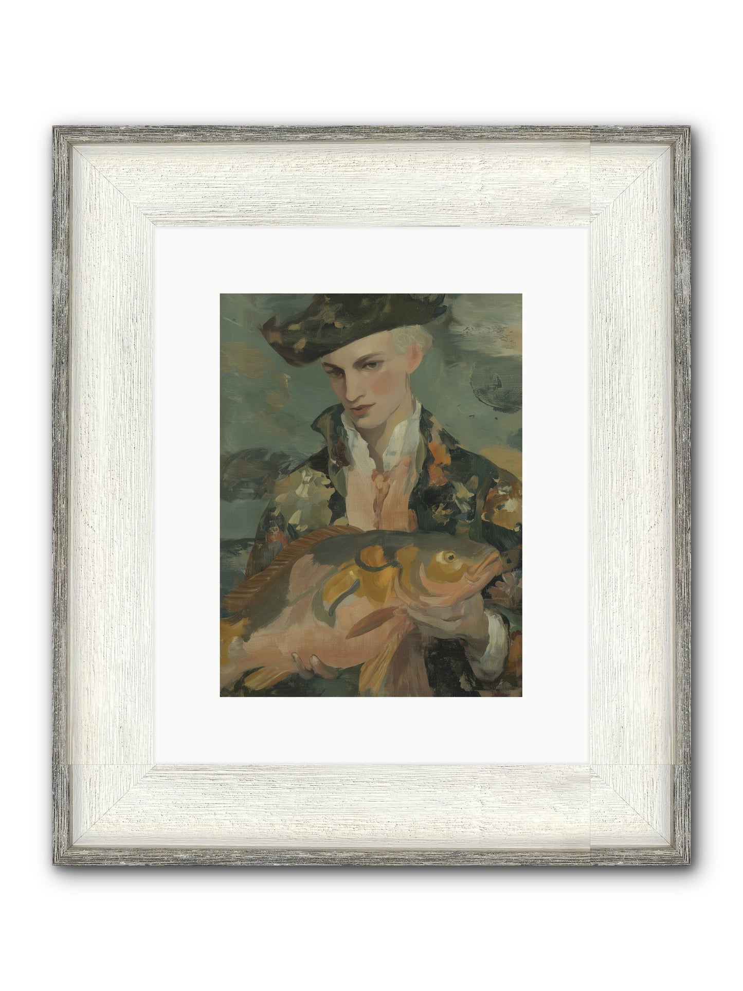 Fisherman's Net Framed Print - Driftwood White 9x12