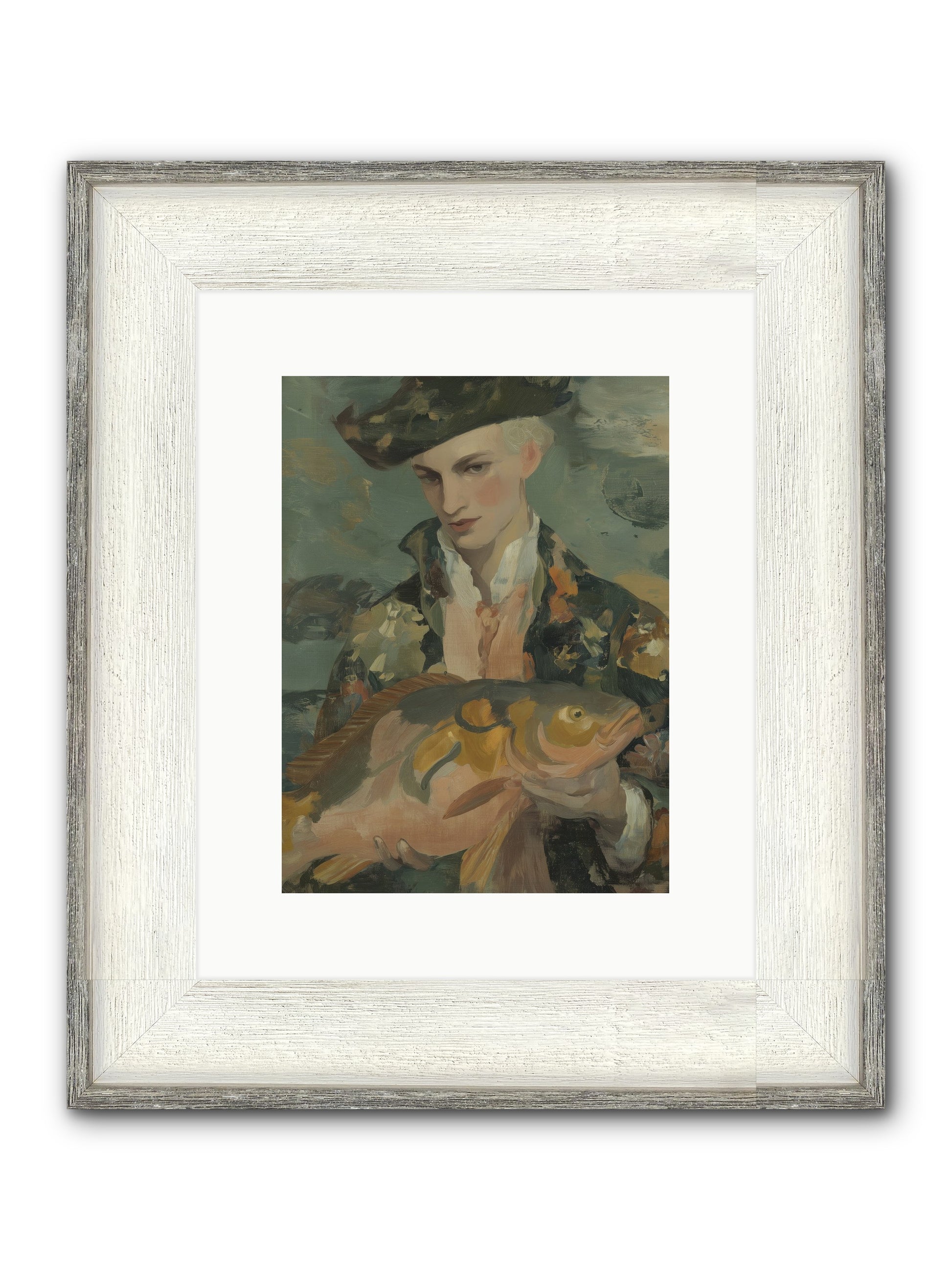 Fisherman's Net Framed Print - Driftwood White 9x12