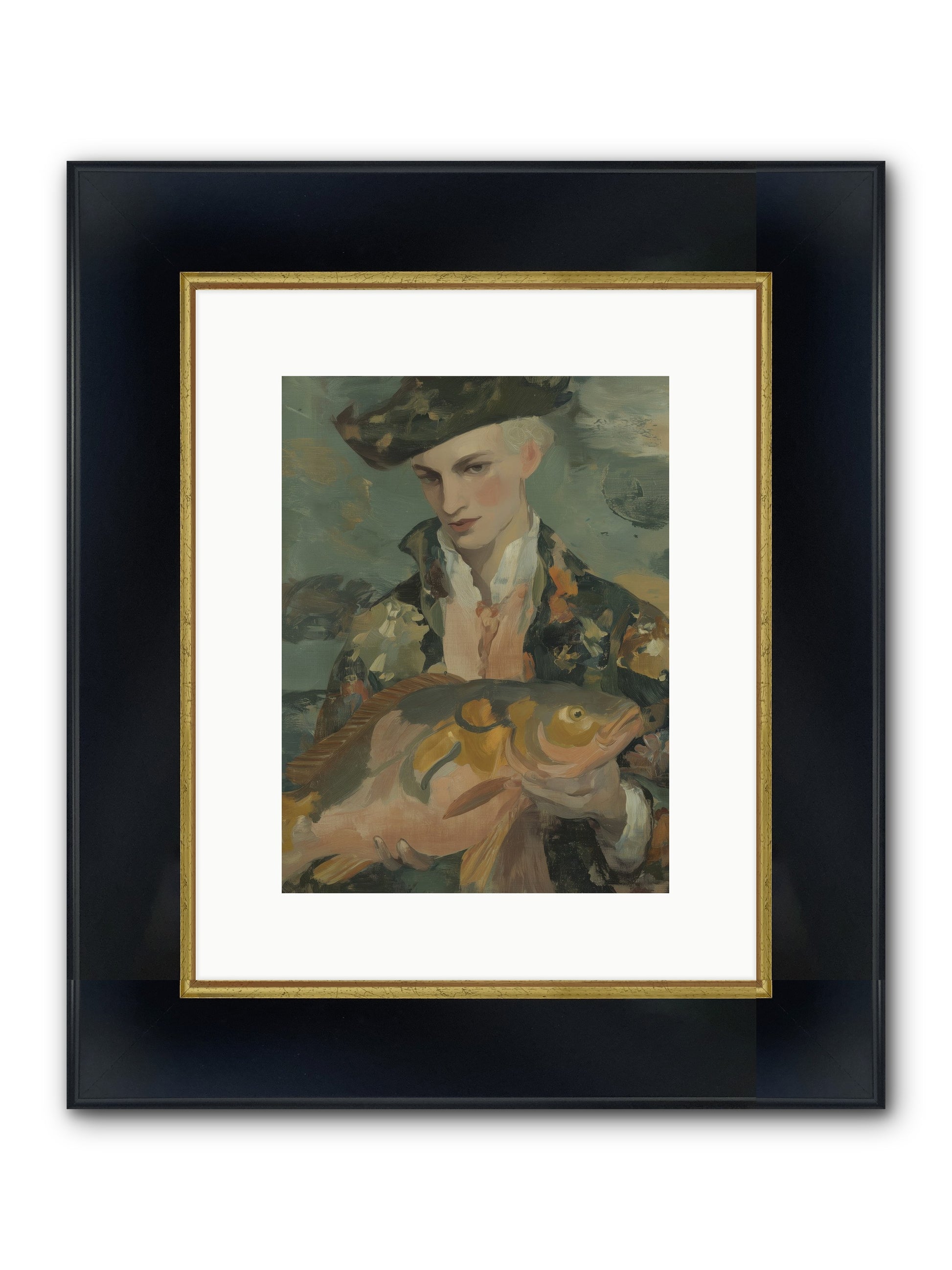 Fisherman's Net Framed Print - Wide Black w/Gold 9x12