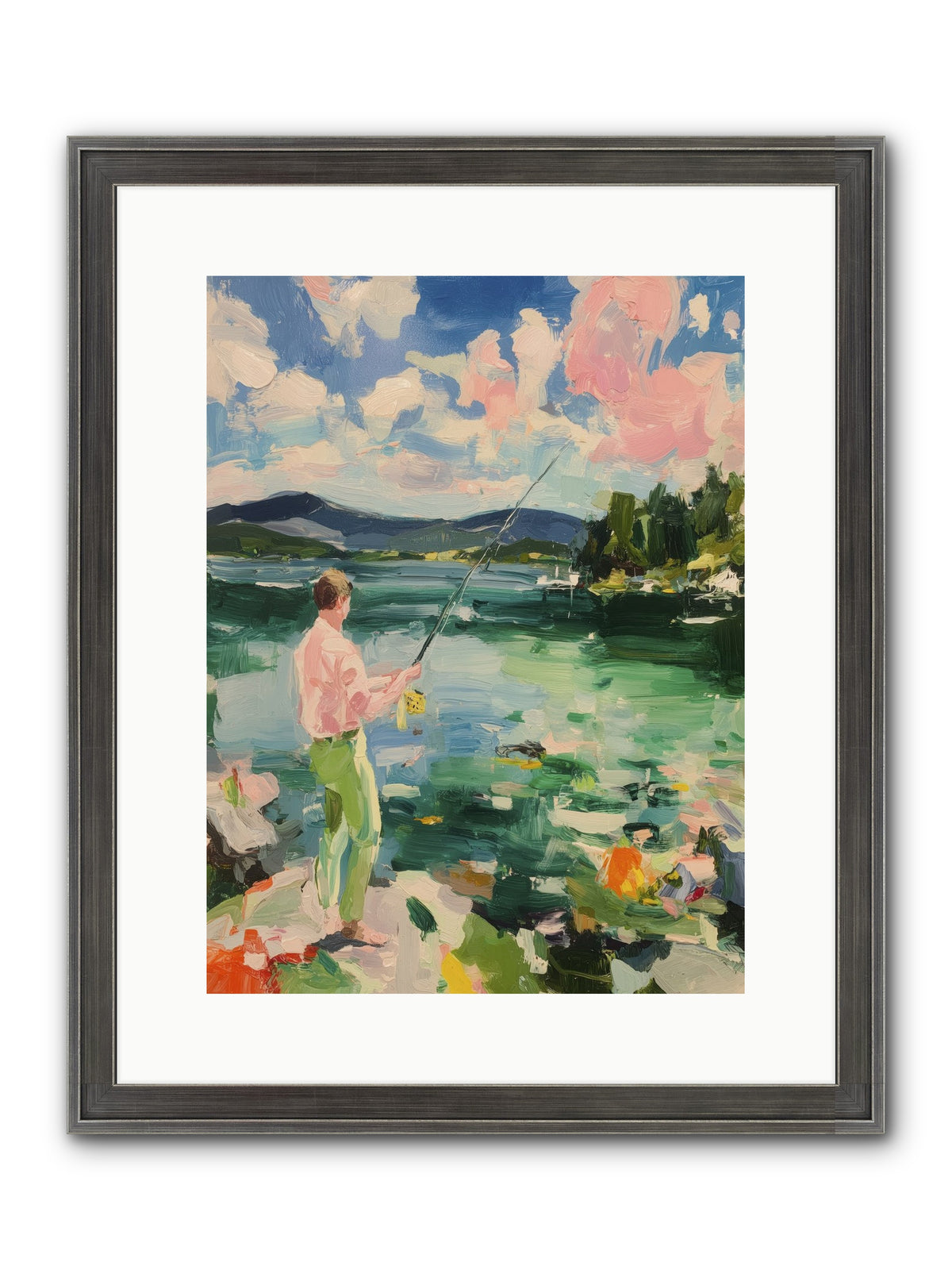 Fishing Hour Glory Framed Print - Slimwoods Black/Silver 12x16