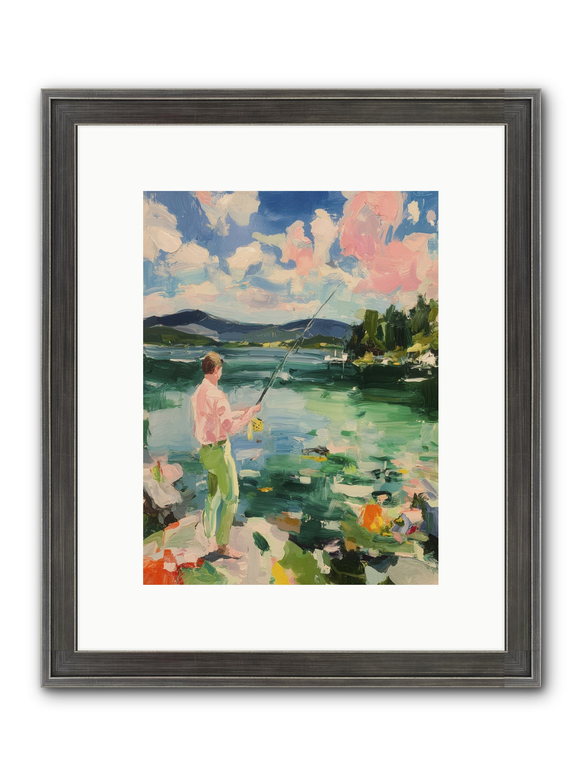 Fishing Hour Glory Framed Print - Slimwoods Black/Silver 9x12