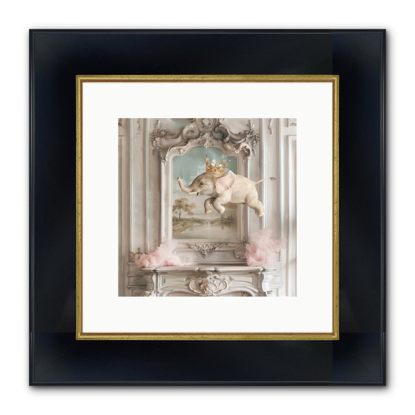 Fitzroy Framed Print - Wide Black w/Gold 10x10