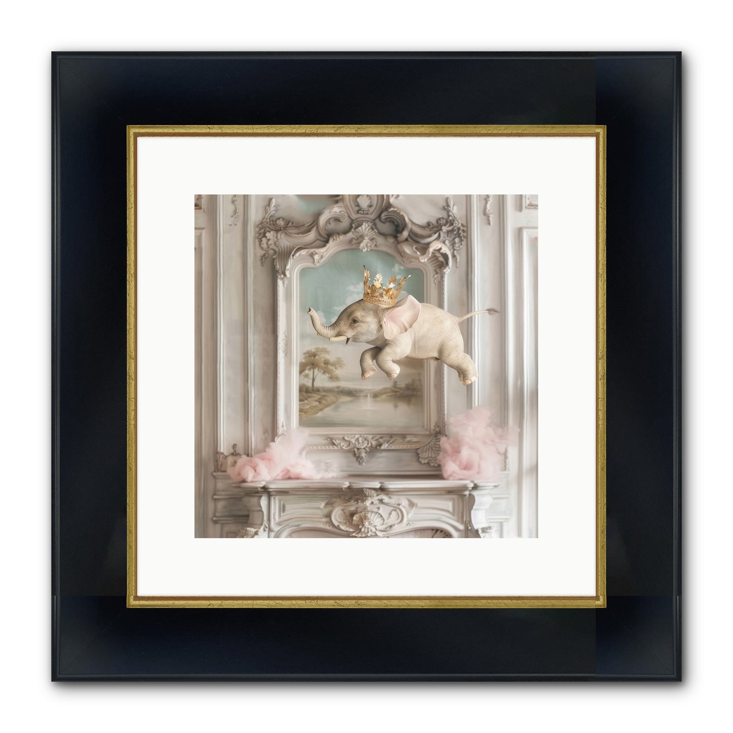 Fitzroy Framed Print - Wide Black w/Gold 12x12