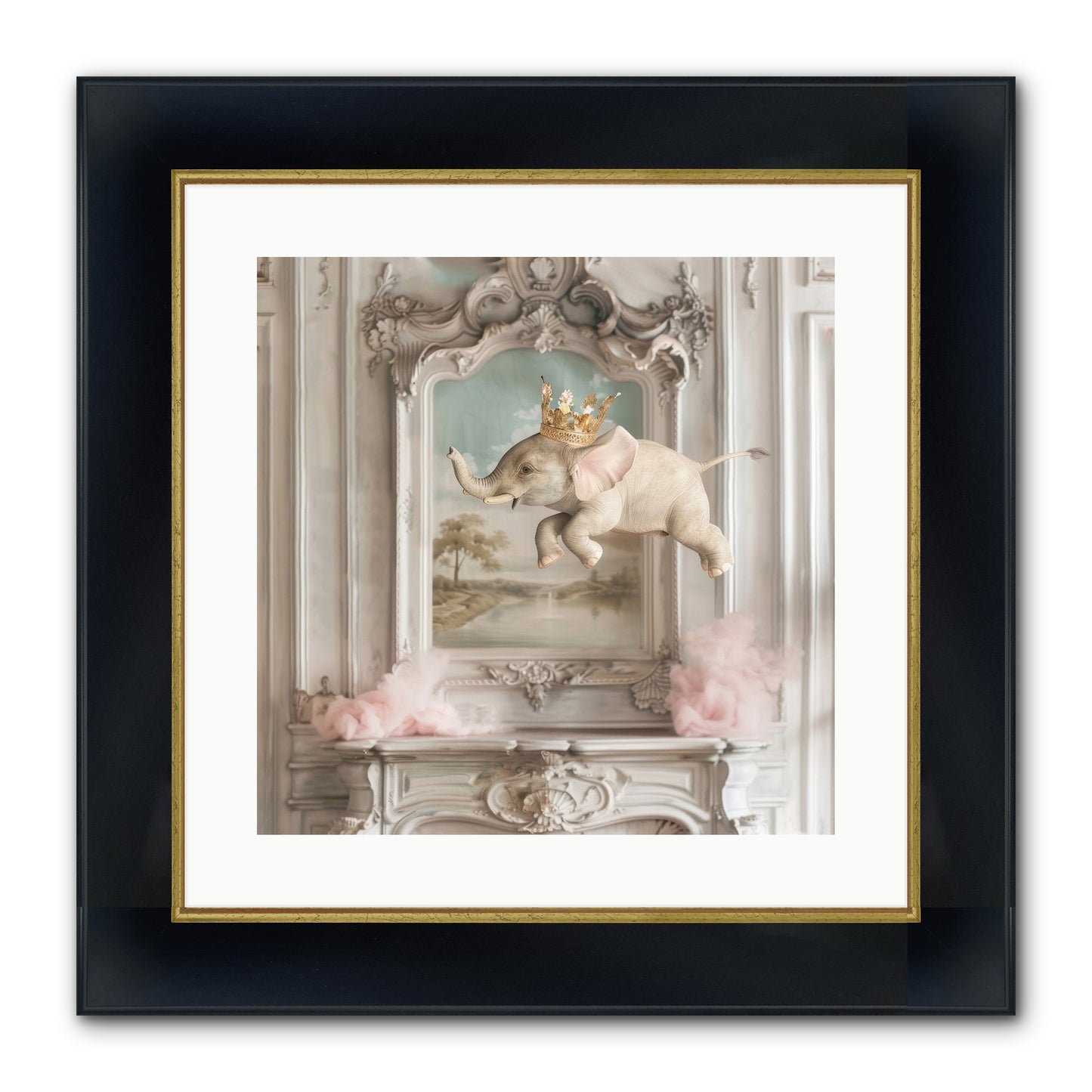 Fitzroy Framed Print - Wide Black w/Gold 16x16