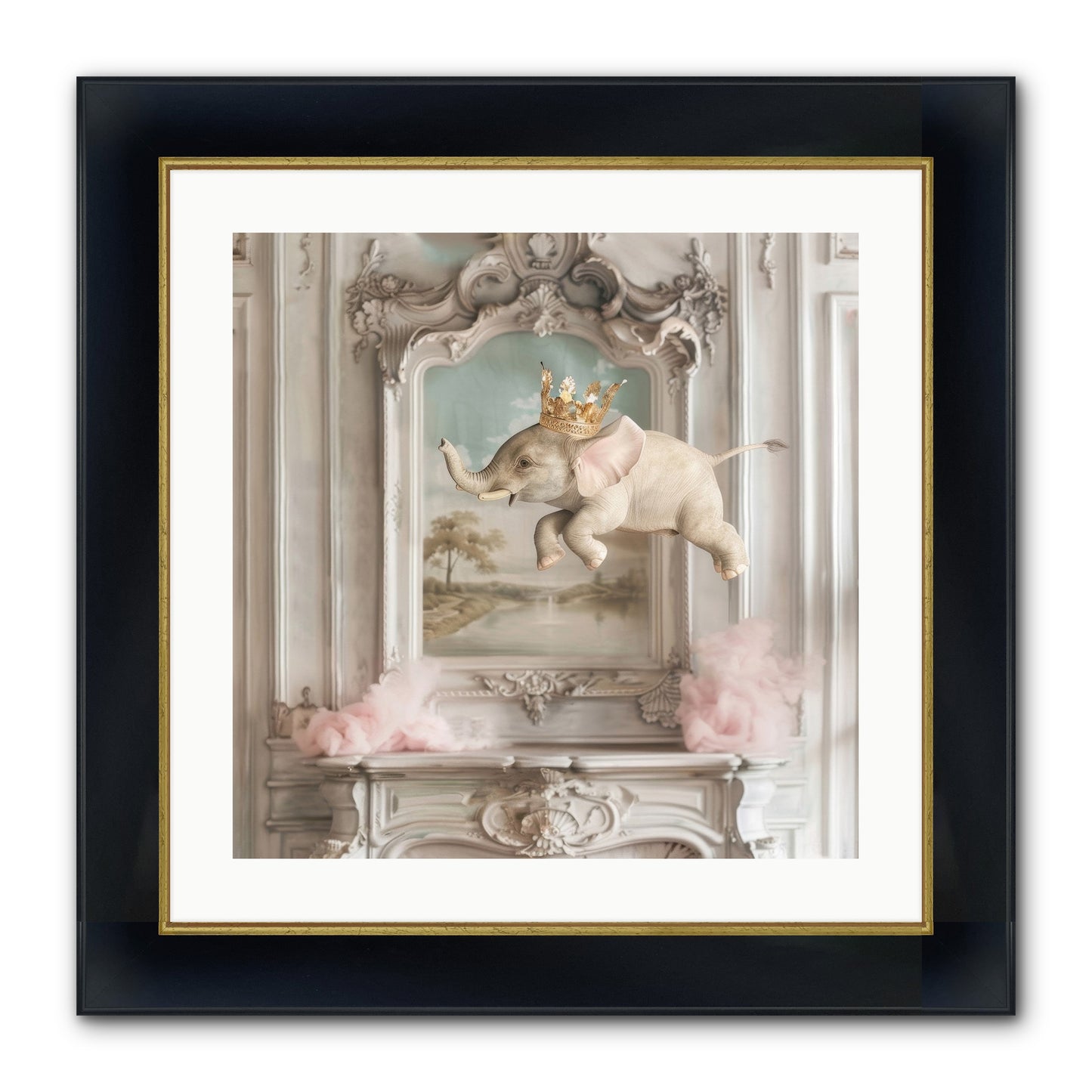 Fitzroy Framed Print - Wide Black w/Gold 20x20