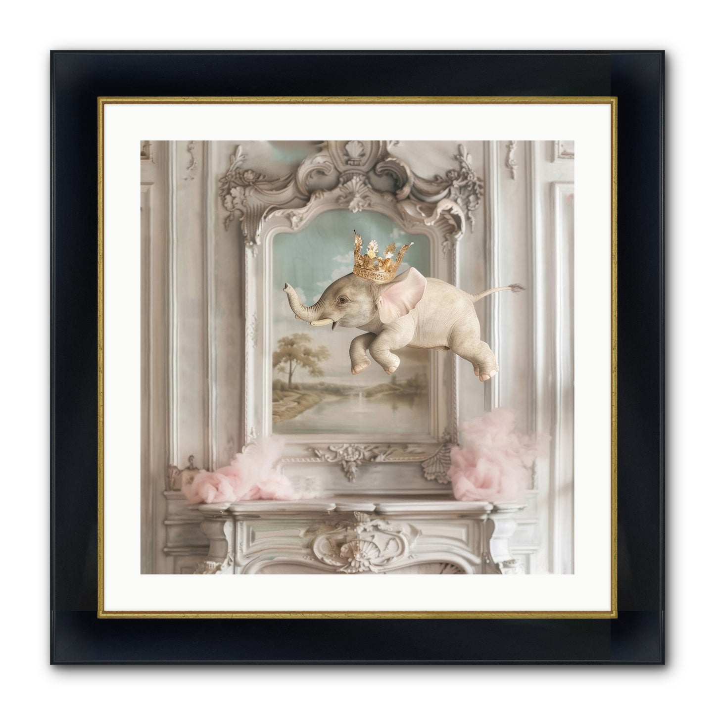 Fitzroy Framed Print - Wide Black w/Gold 24x24