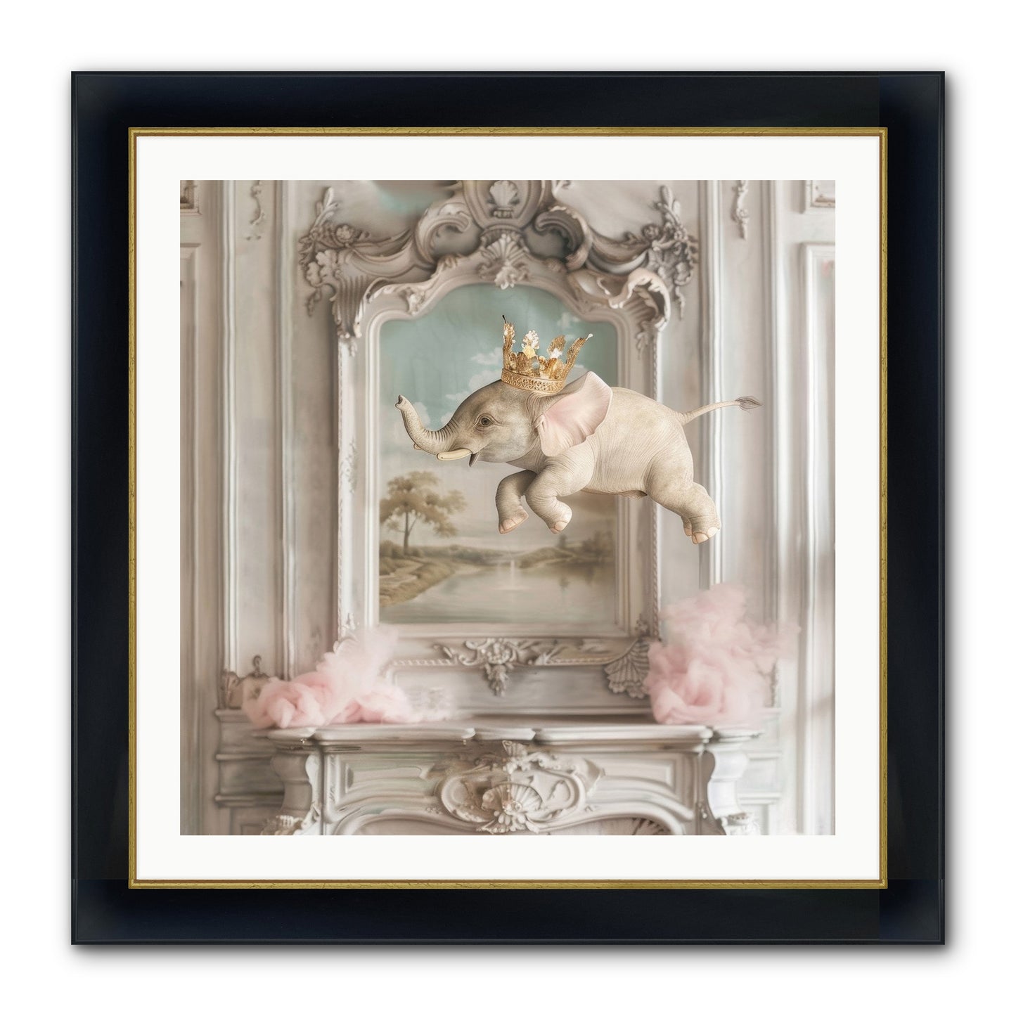Fitzroy Framed Print - Wide Black w/Gold 30x30