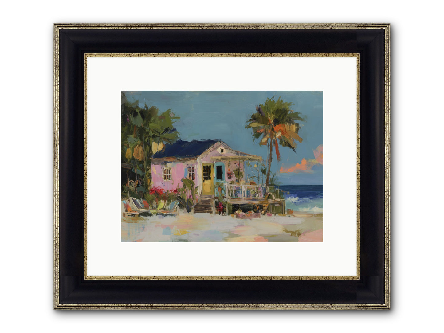 Flamingo's Dream House Framed Print - Black & Gold 12x9