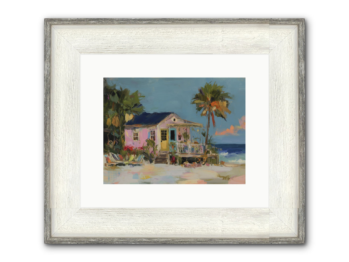Flamingo's Dream House Framed Print - Driftwood White 12x9