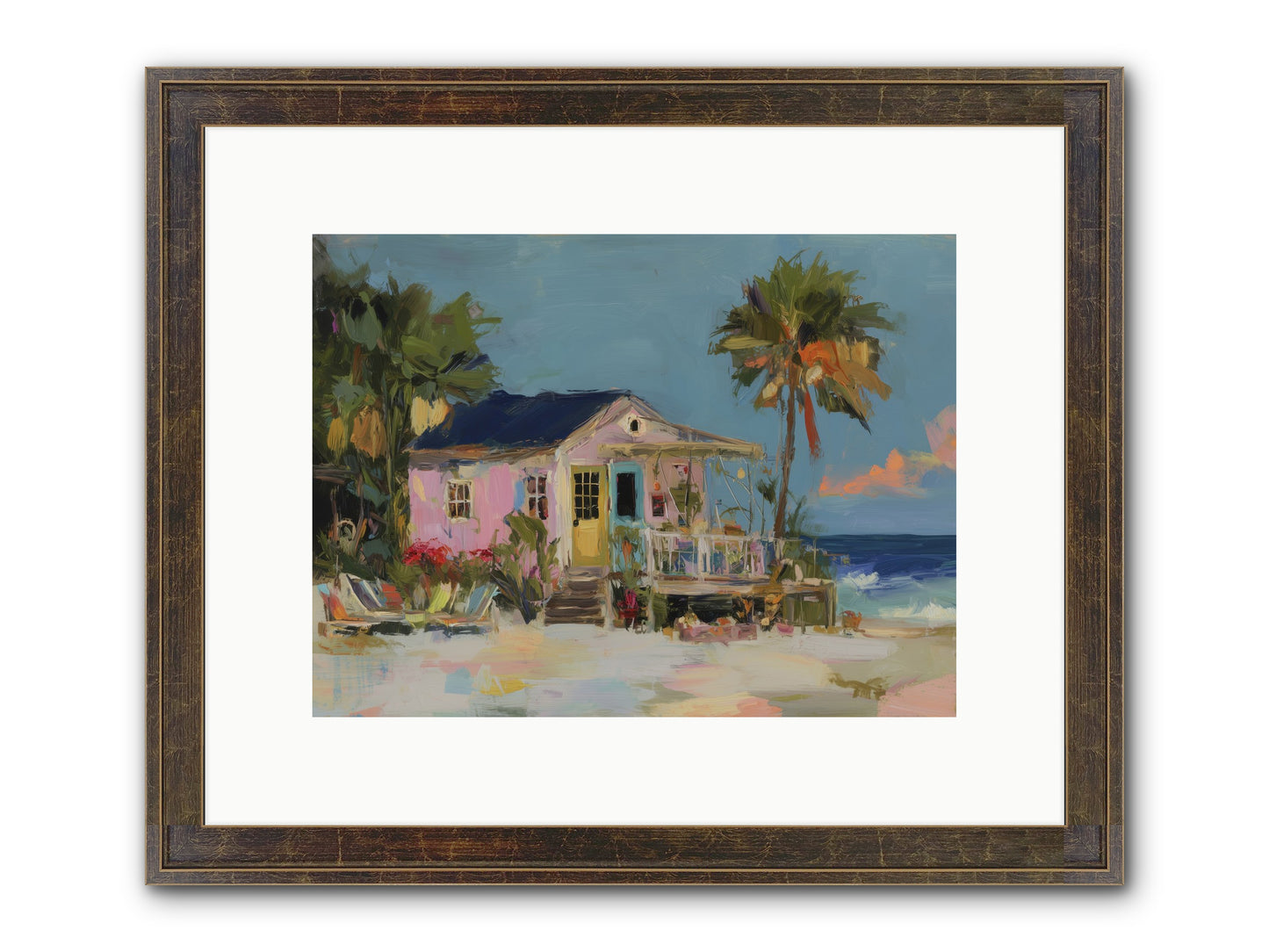 Flamingo's Dream House Framed Print - Slimwoods Black/Gold 12x9