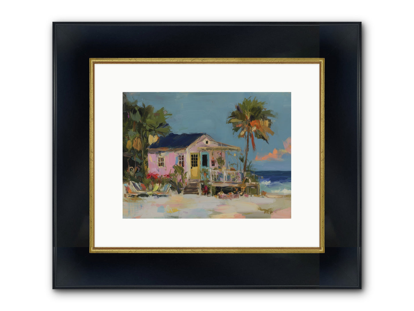 Flamingo's Dream House Framed Print - Wide Black w/Gold 12x9
