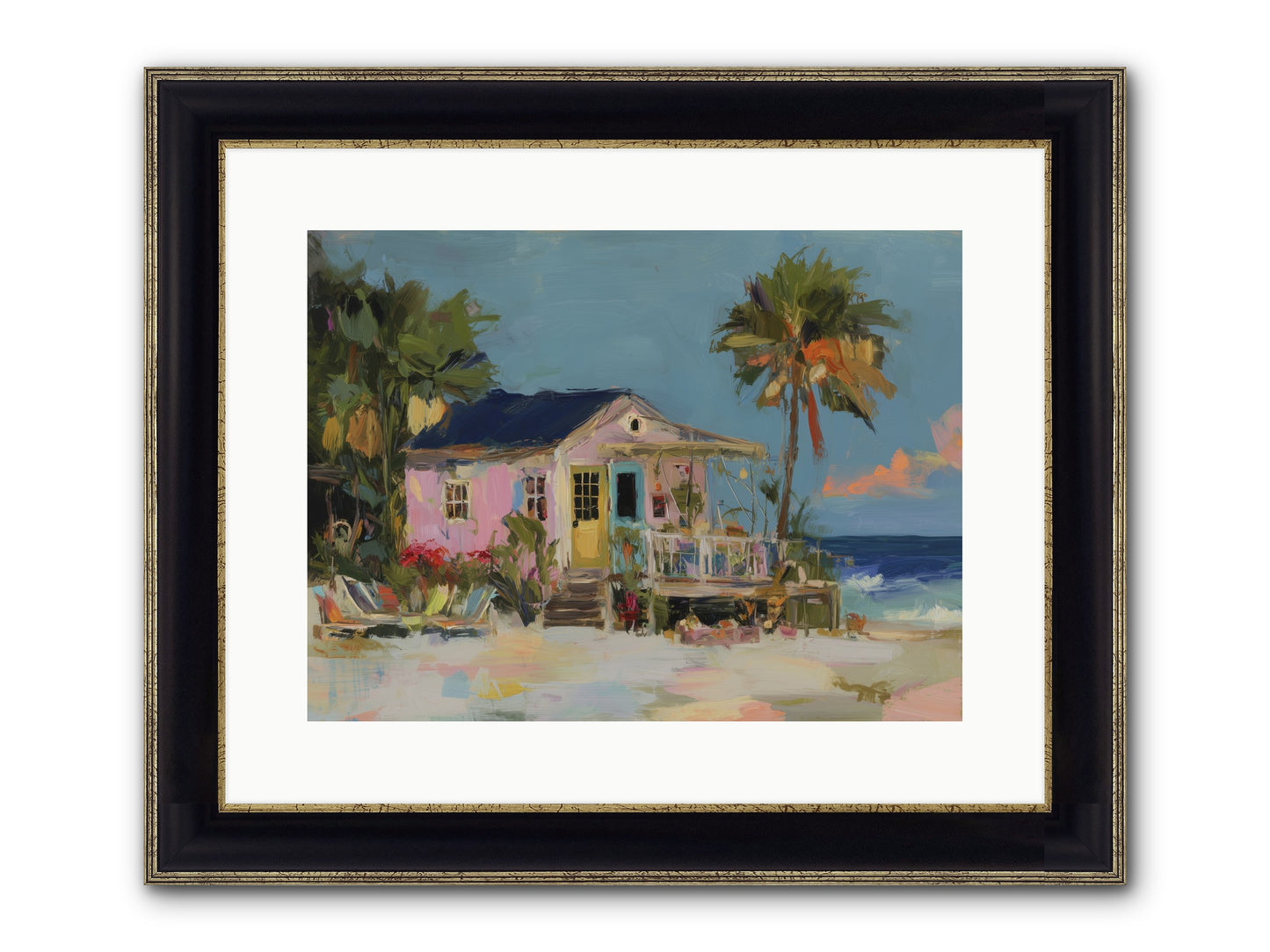 Flamingo's Dream House Framed Print - Black & Gold 16x12
